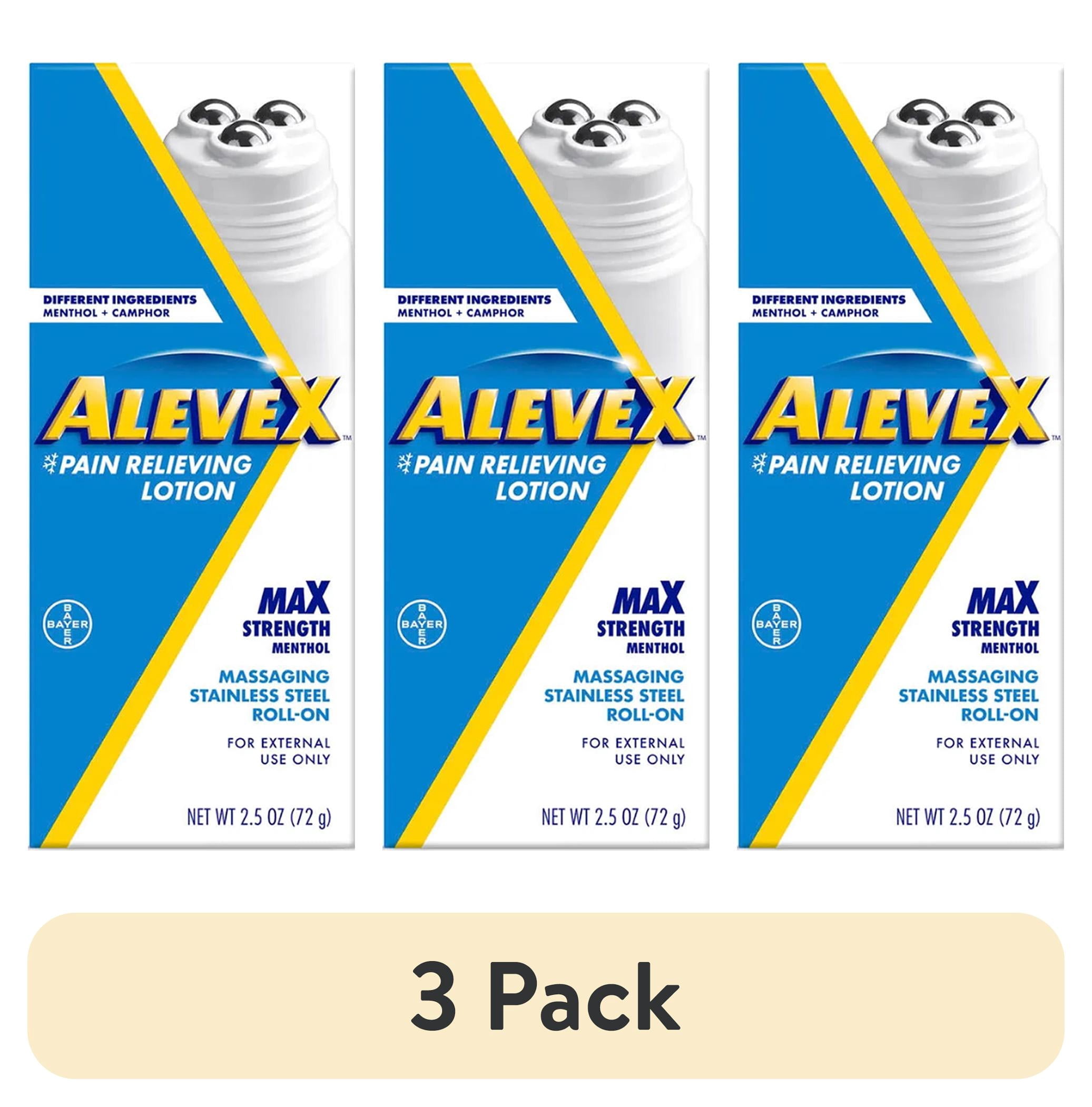 (3 pack) AleveX Pain Relieving Lotion with Rollerball Applicator Topical Pain Reliever, 2.5oz