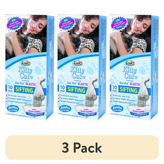 (3 pack) Alfa Pet Sta-Put Elastic Sifting Cat Pan Liners for Easy Cleaning