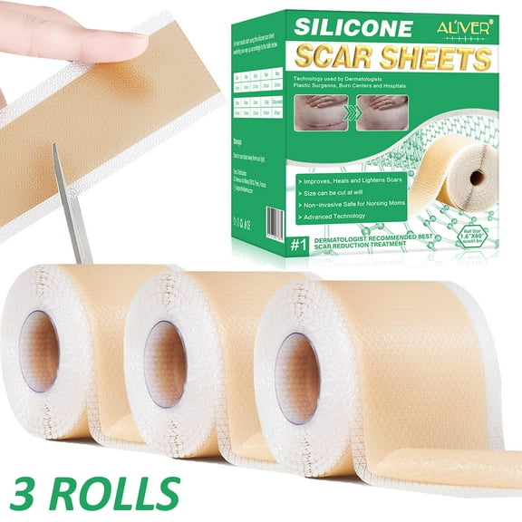 (3 pack) Aliver 60-inch Silicone Scar Roll, Silicone Tape for Scars Removal
