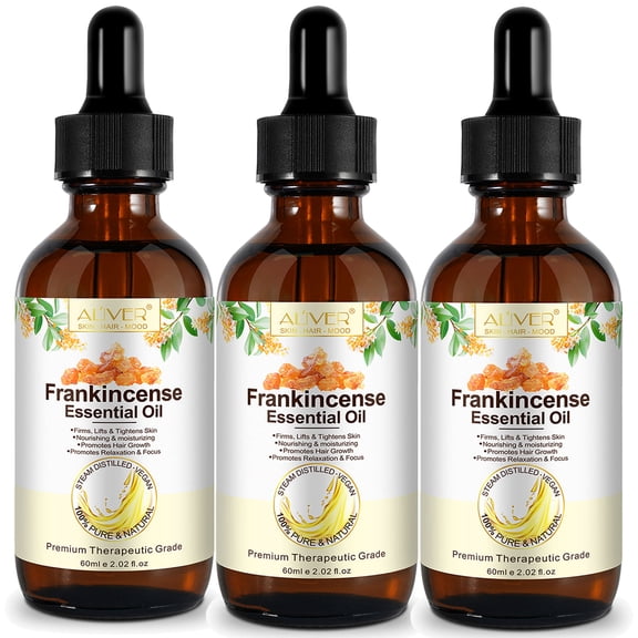 (3 pack) Aliver Frankincense Essential Oil 100% Pure & Natural, Therapeutic Grade, Aromatherapy & Skin Care, Massage Body Oil 60ml