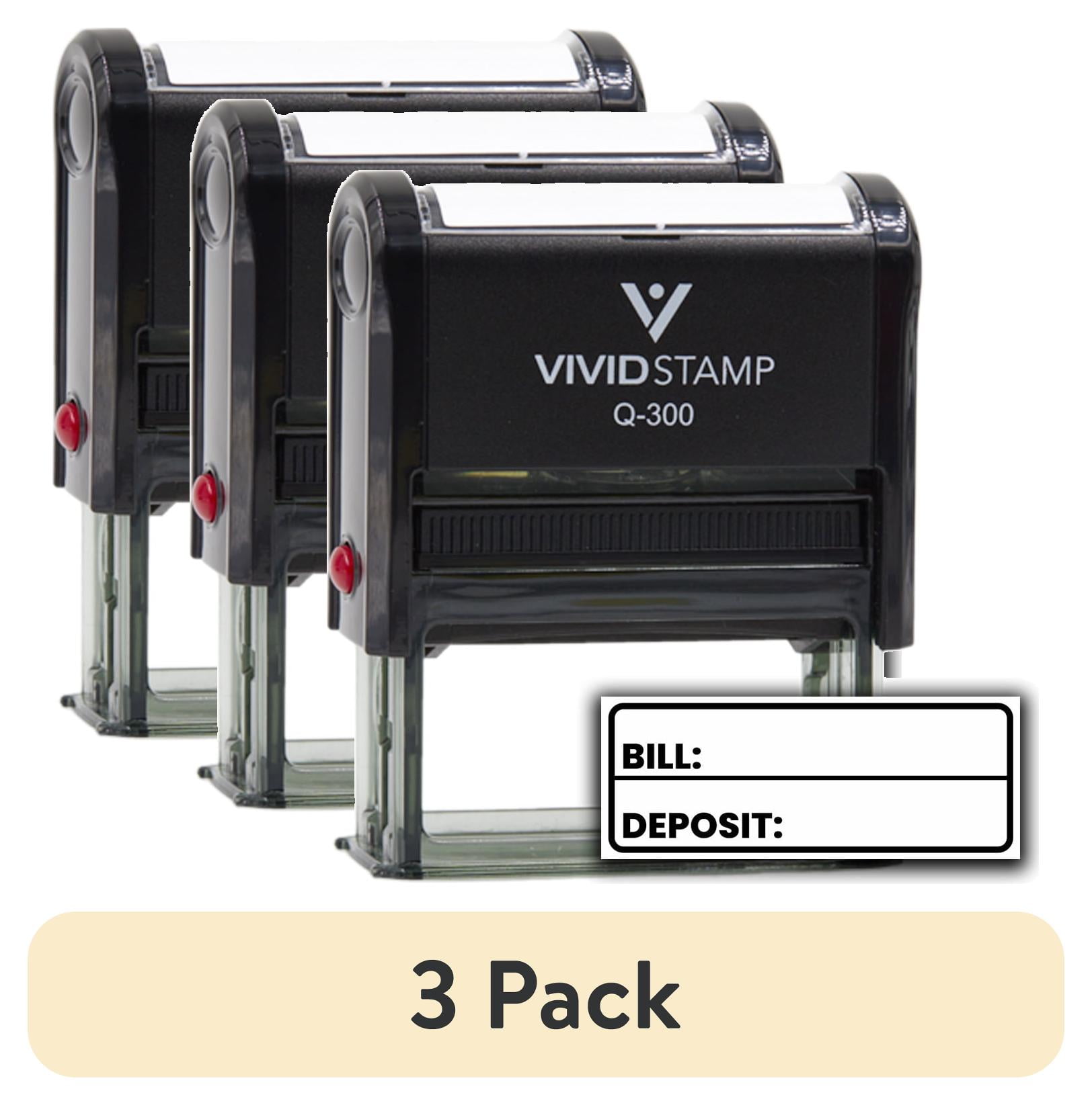 (3 pack) All Quality Bill Deposit Self-Inking Rubber Stamp | Business and Packaging Stamps (Black Ink) - Q-300