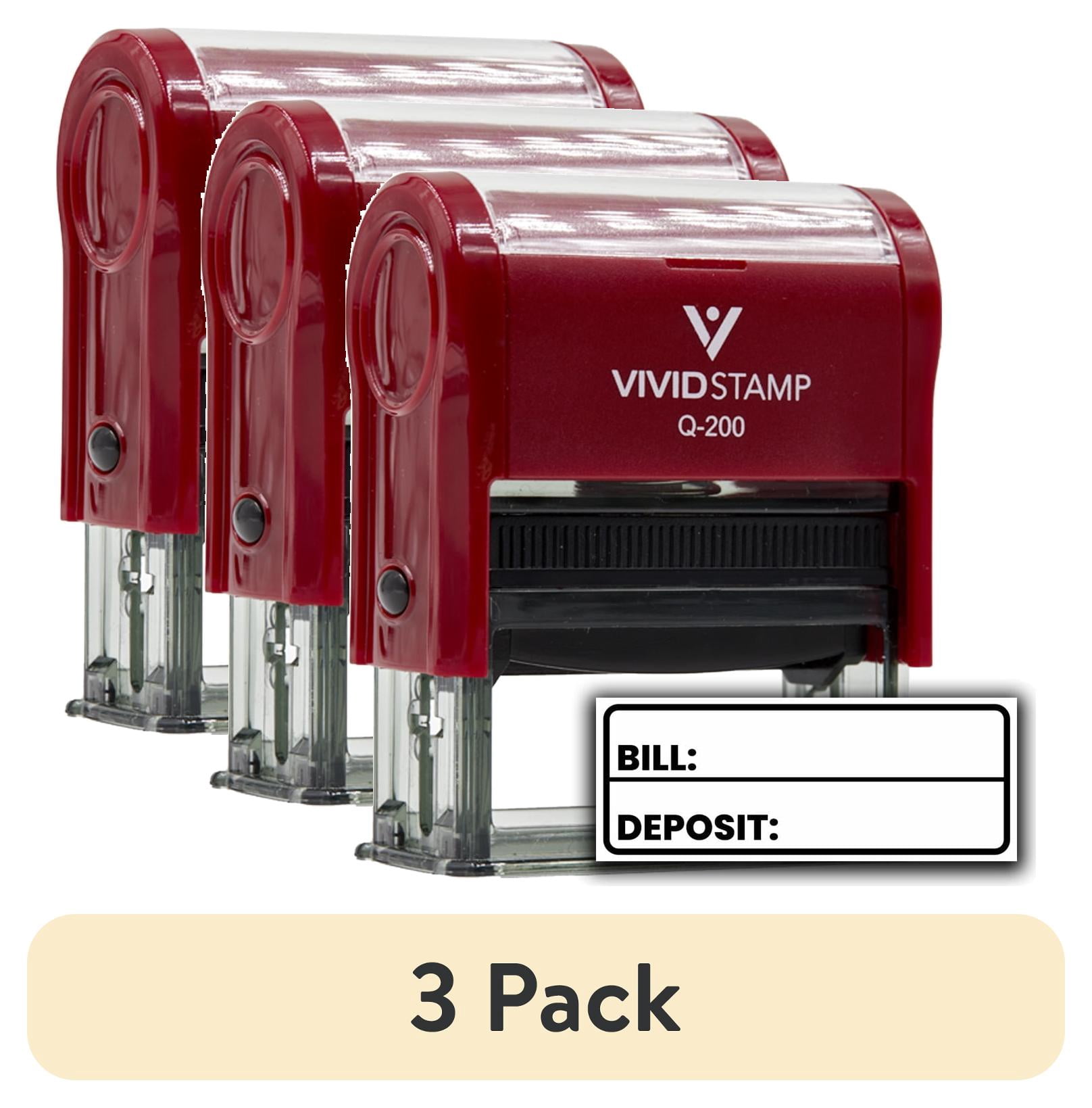 (3 pack) All Quality Bill Deposit Self-Inking Rubber Stamp | Business and Packaging Stamps (Red Ink) - Q-200