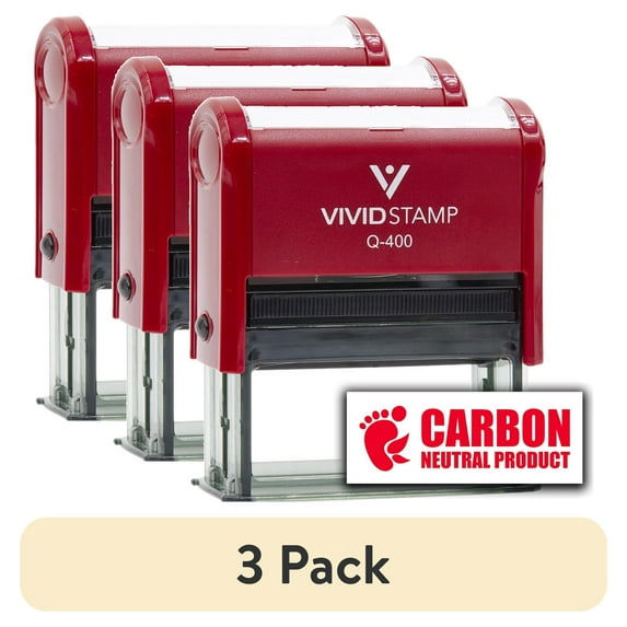 (3 pack) All Quality Carbon Neutral Product Self-Inking Rubber Stamp (Red Ink) - Q-400