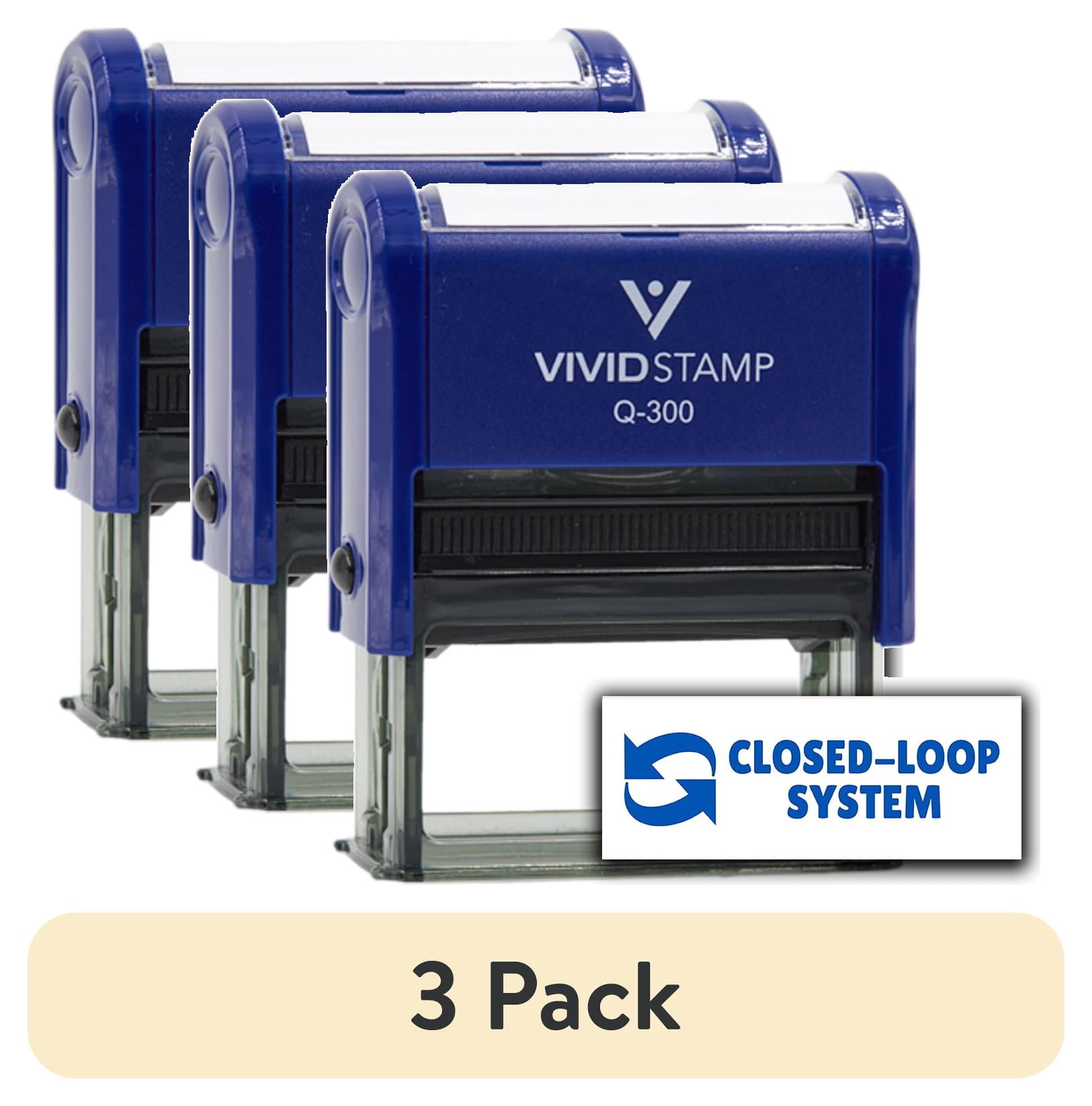(3 pack) All Quality Closed-Loop System Self-Inking Rubber Stamp (Blue Ink) - Q-300
