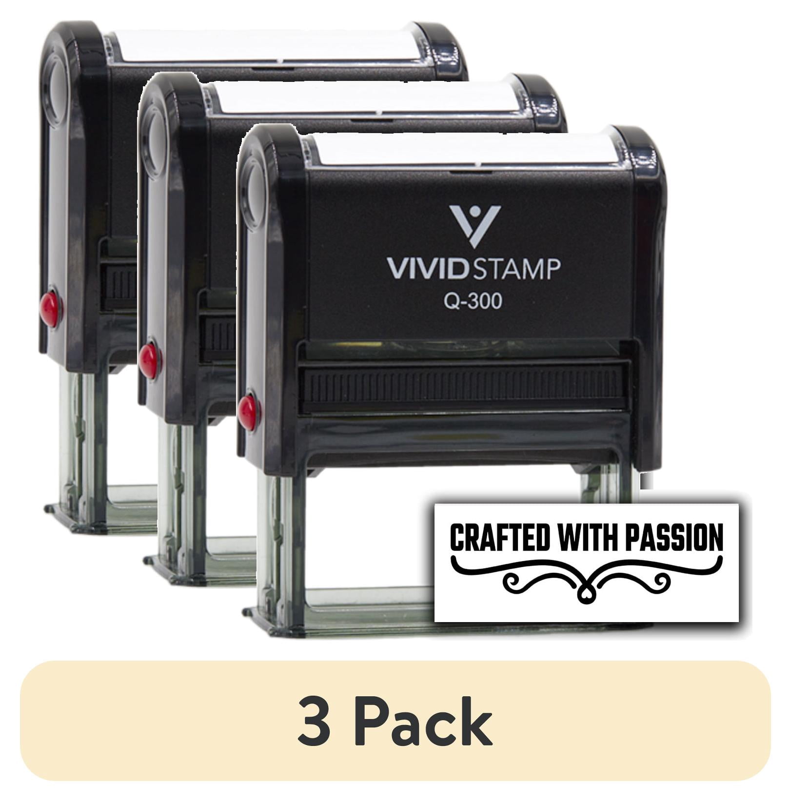 (3 pack) All Quality Crafted with Passion Self-Inking Rubber Stamp | Handcrafted Products (Black Ink) - Q-300