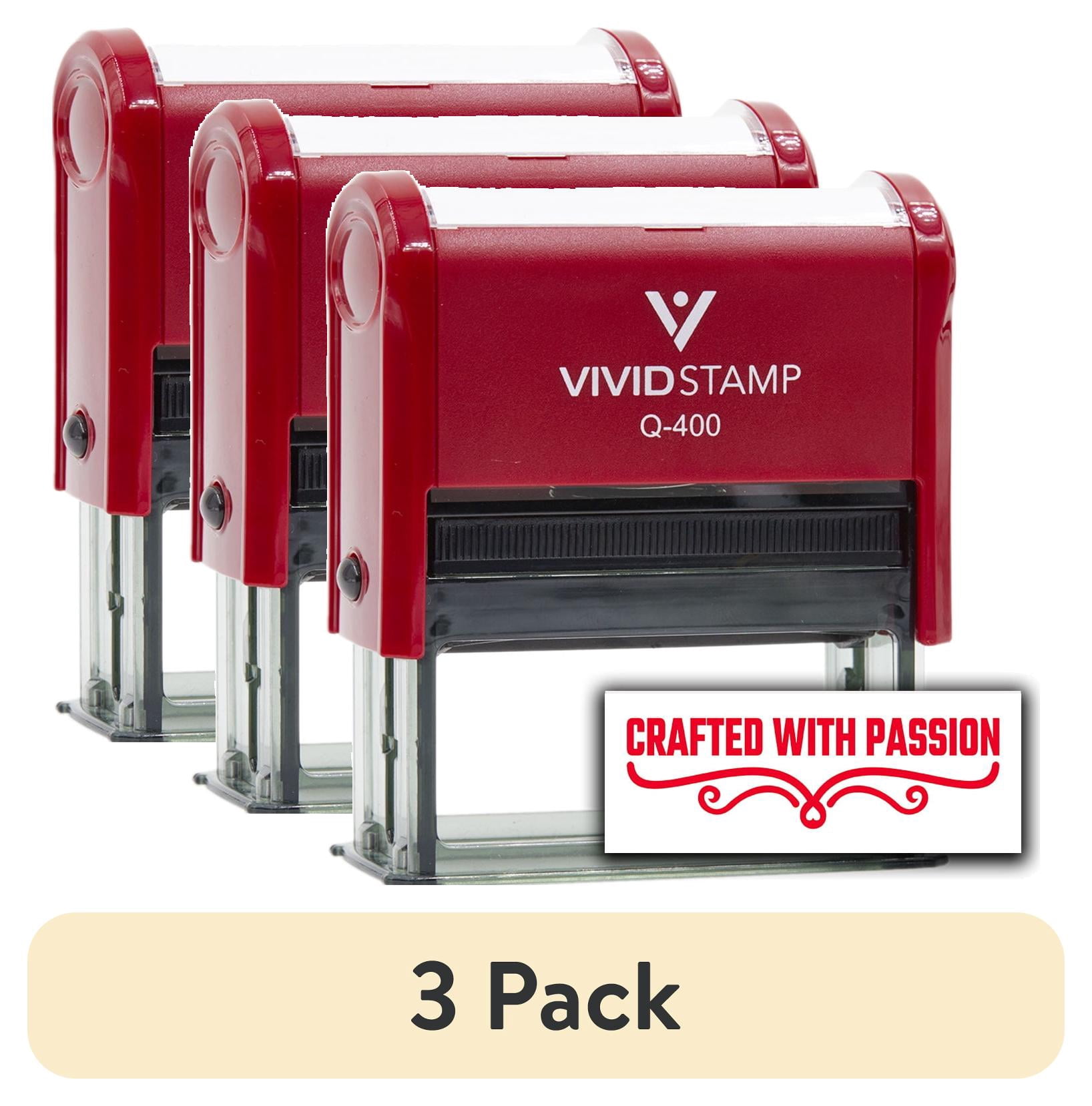 (3 pack) All Quality Crafted with Passion Self-Inking Rubber Stamp | Handcrafted Products (Red Ink) - Q-400