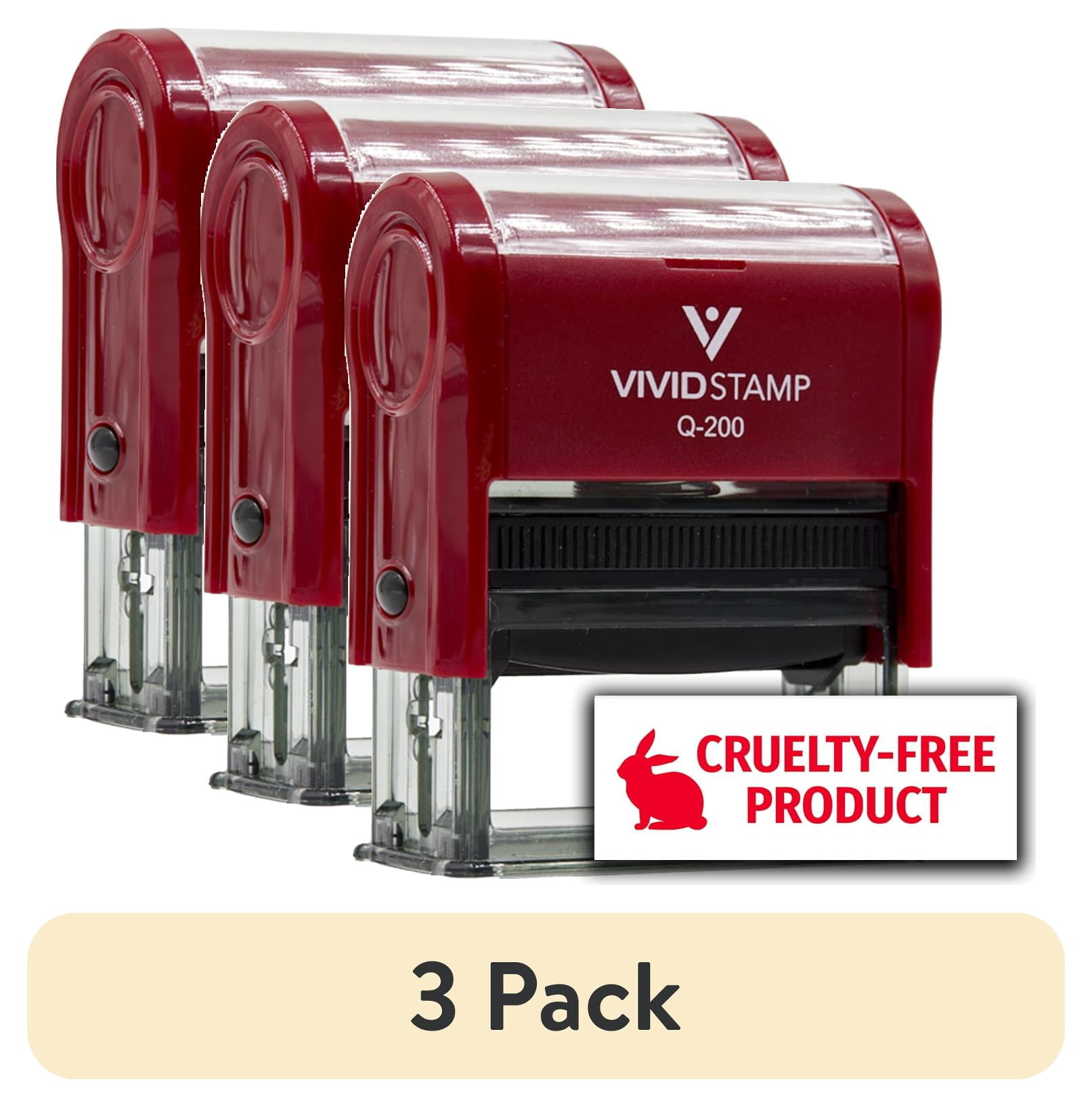 (3 pack) All Quality Cruelty-Free Product Self-Inking Rubber Stamp (Red Ink) - Q-200