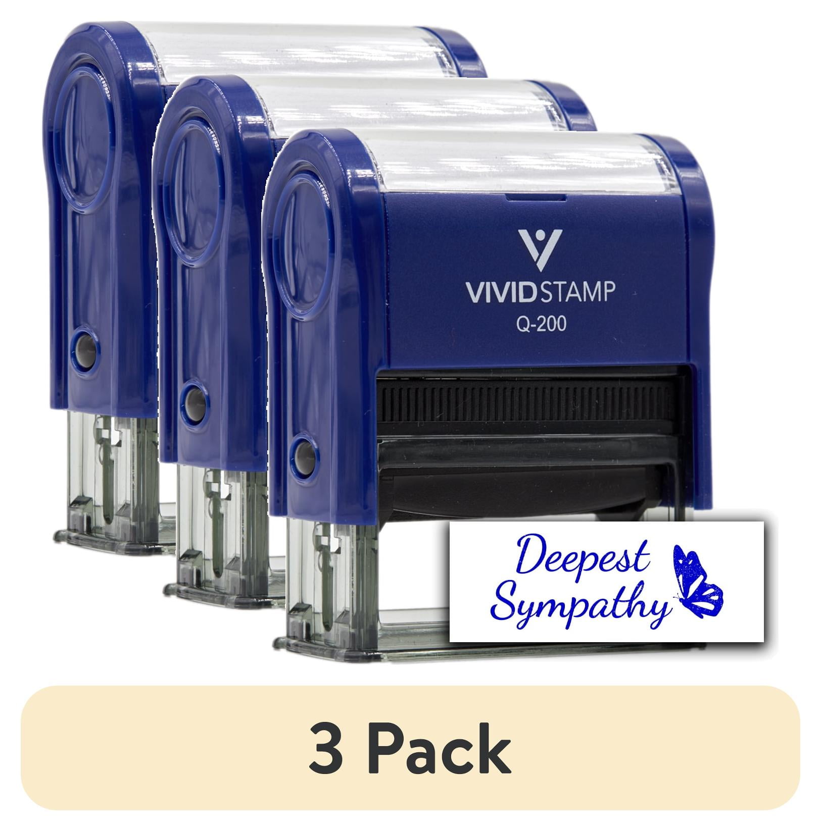 (3 pack) All Quality Deepest Sympathy Self-Inking Rubber Stamp | Family & Friends | Novelty Homely Stamps (Blue Ink) - Q-400
