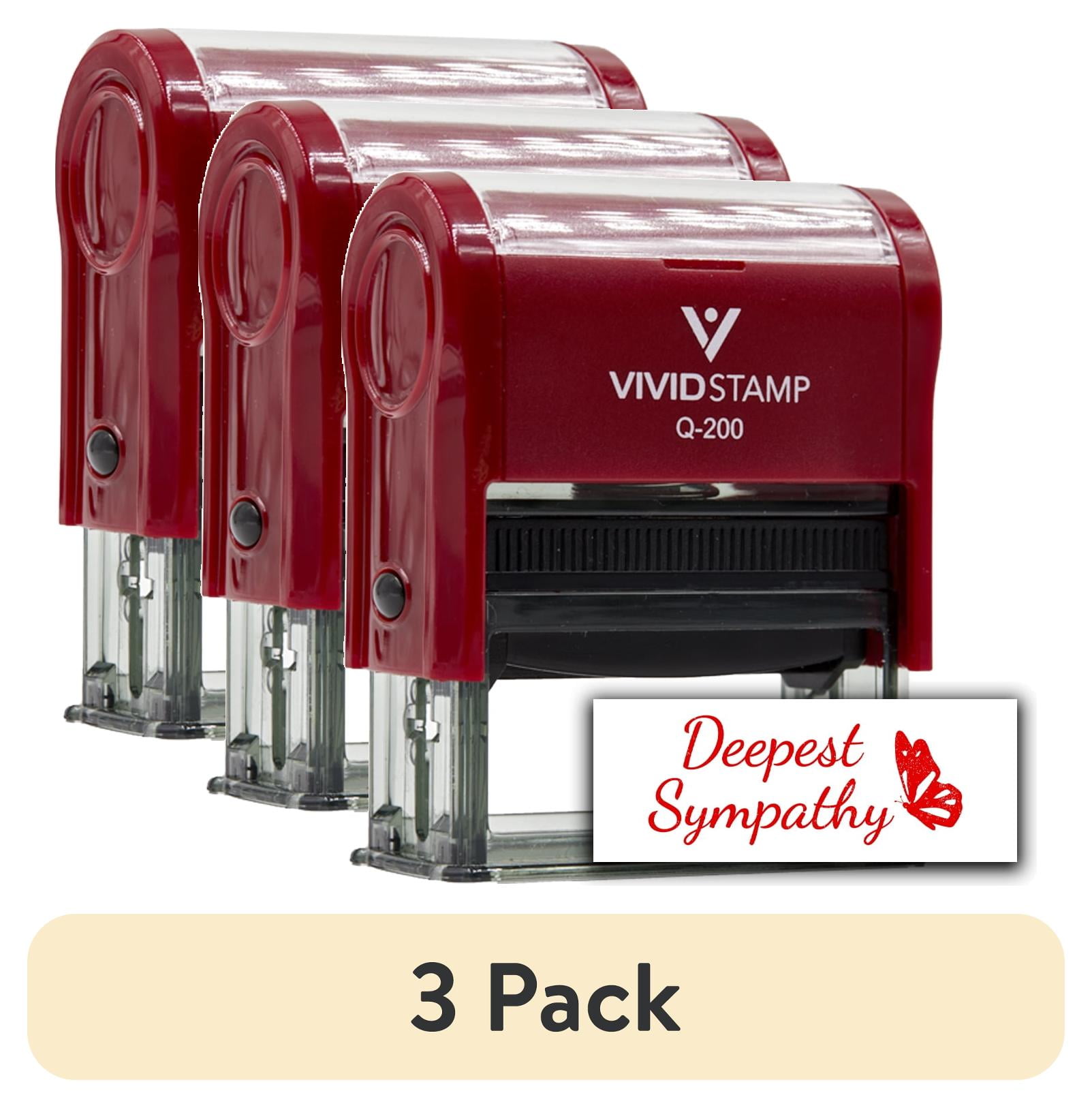 (3 pack) All Quality Deepest Sympathy Self-Inking Rubber Stamp | Family & Friends | Novelty Homely Stamps (Red Ink) - Q-300
