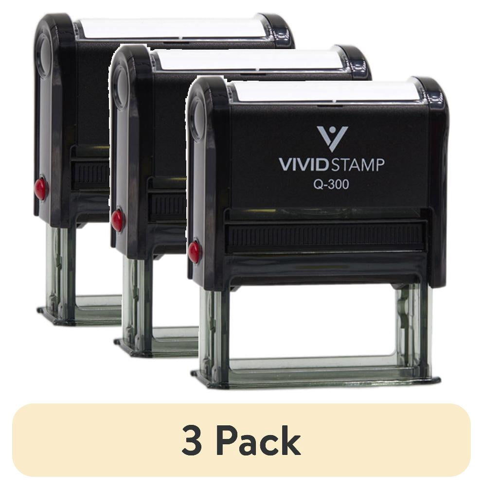 (3 pack) All Quality Eco-Friendly Packaging Self-Inking Rubber Stamp | Professional Business Branding (Black Ink) - Q-300