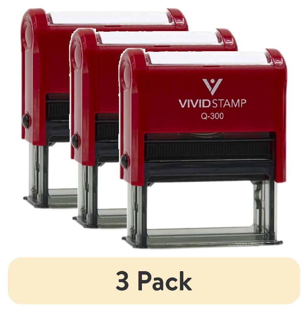 (3 pack) All Quality Eco-Friendly Packaging Self-Inking Rubber Stamp | Professional Business Branding (Red Ink) - Q-200