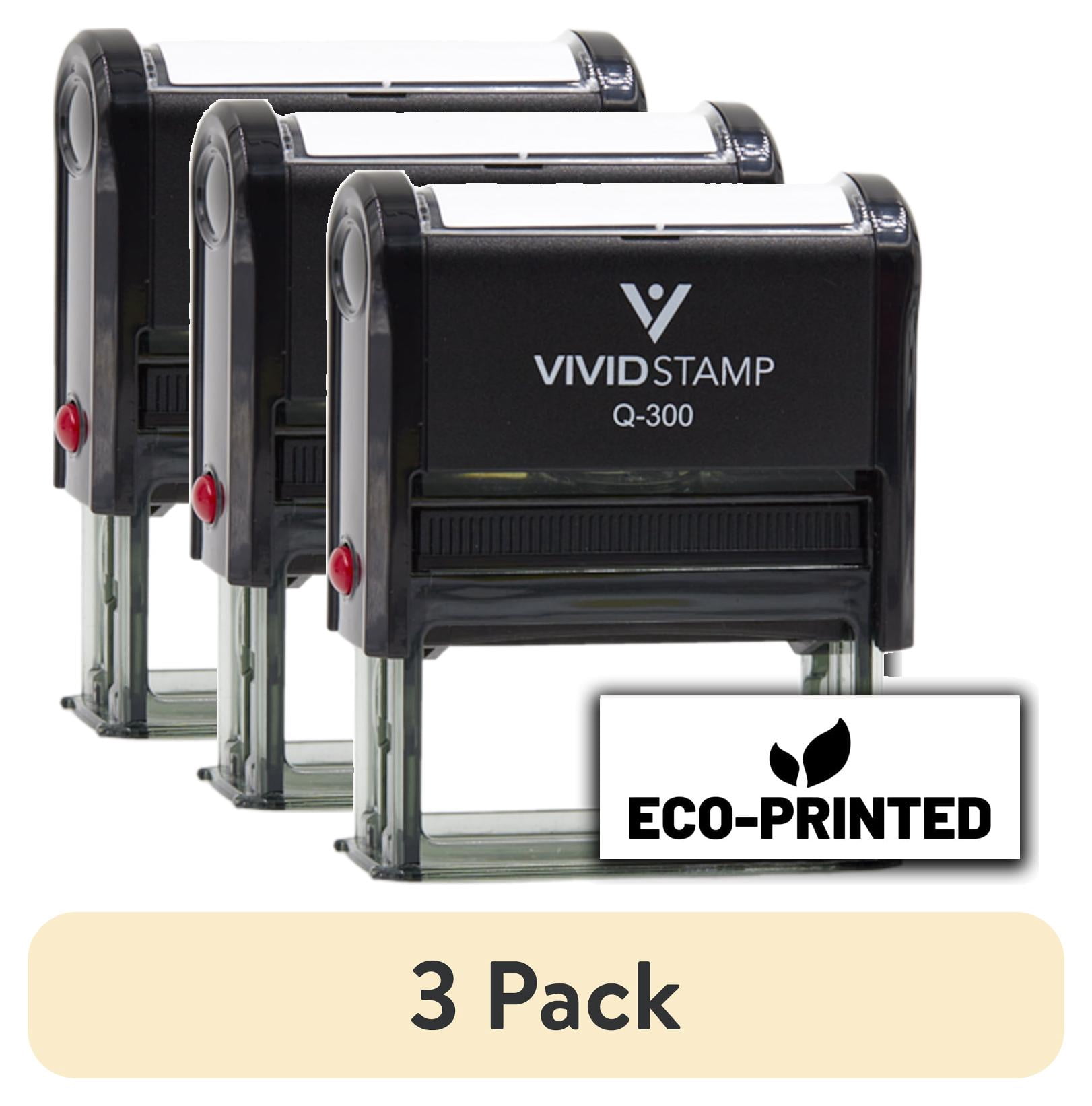 (3 pack) All Quality Eco-Printed Self-Inking Rubber Stamp (Black Ink) - Q-300