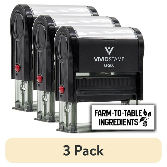 (3 pack) All Quality Farm-to-Table Ingredients Self-Inking Rubber Stamp | Handcrafted Products (Black Ink) - Q-200