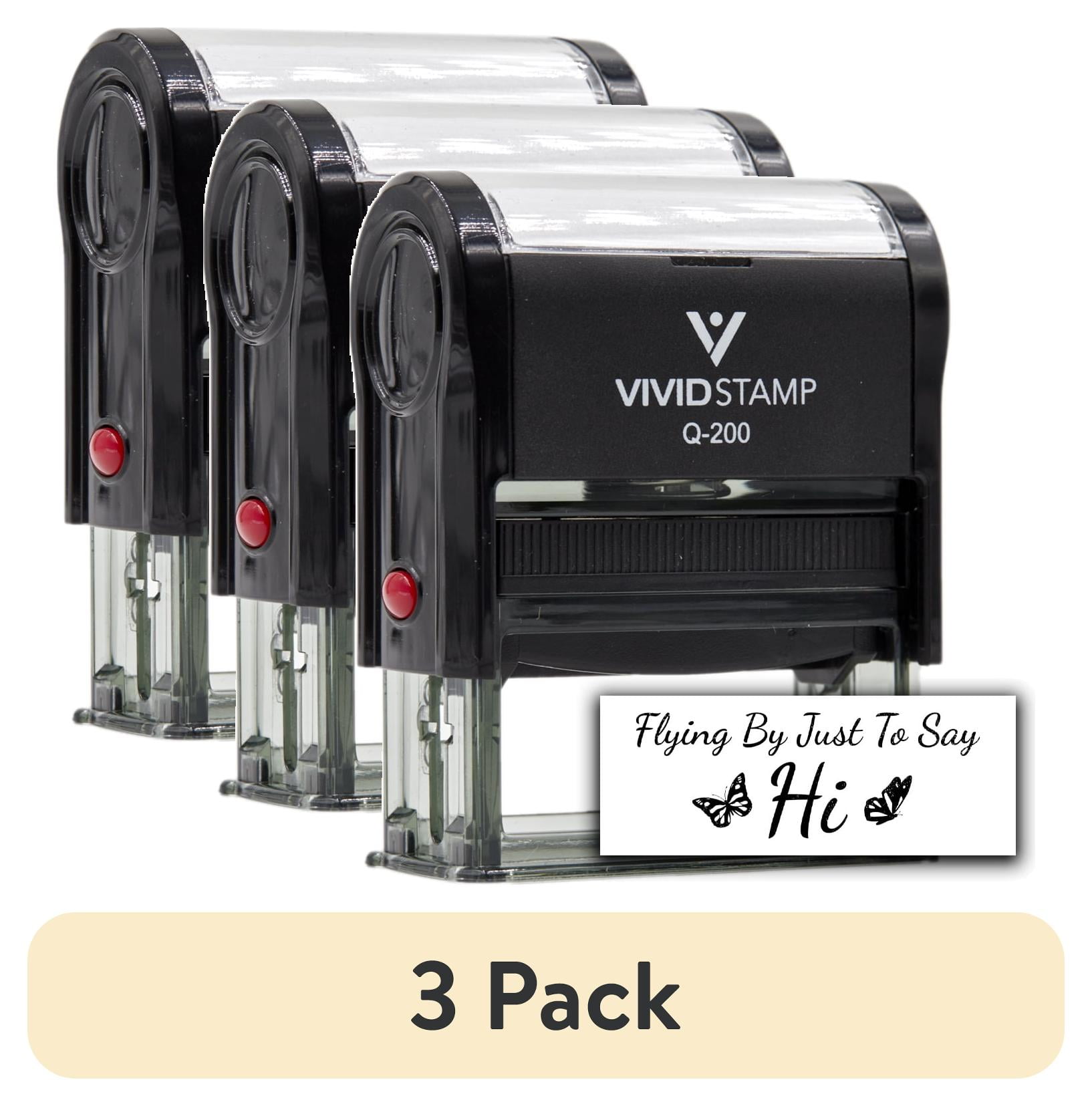 (3 pack) All Quality Flying By Just To Say Hi Self-Inking Rubber Stamp | Family & Friends | Novelty Homely Stamps (Black Ink) - Q-400