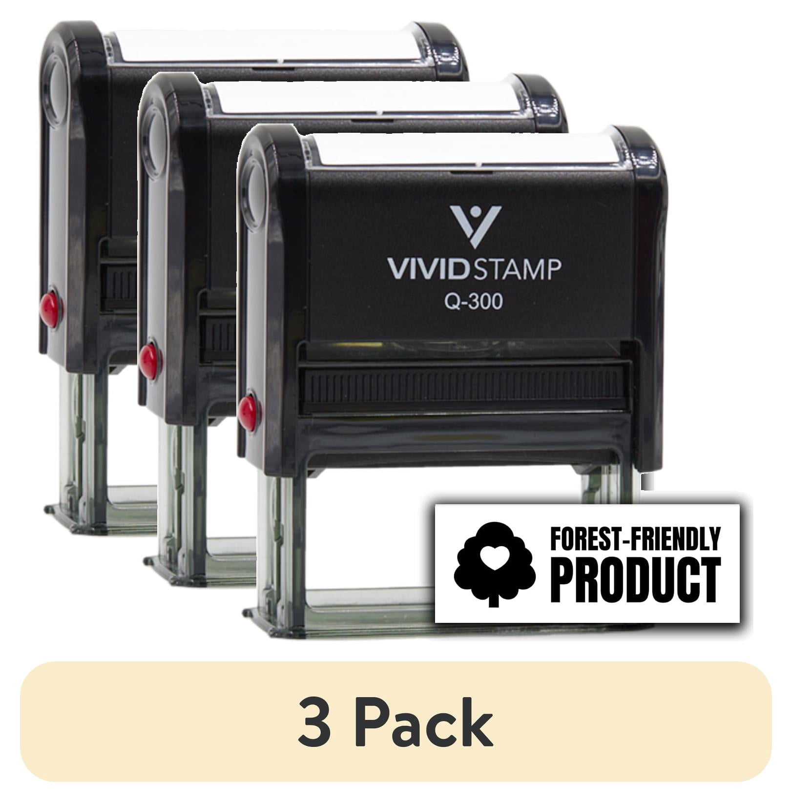 (3 pack) All Quality Forest-Friendly Product Self-Inking Rubber Stamp (Black Ink) - Q-300