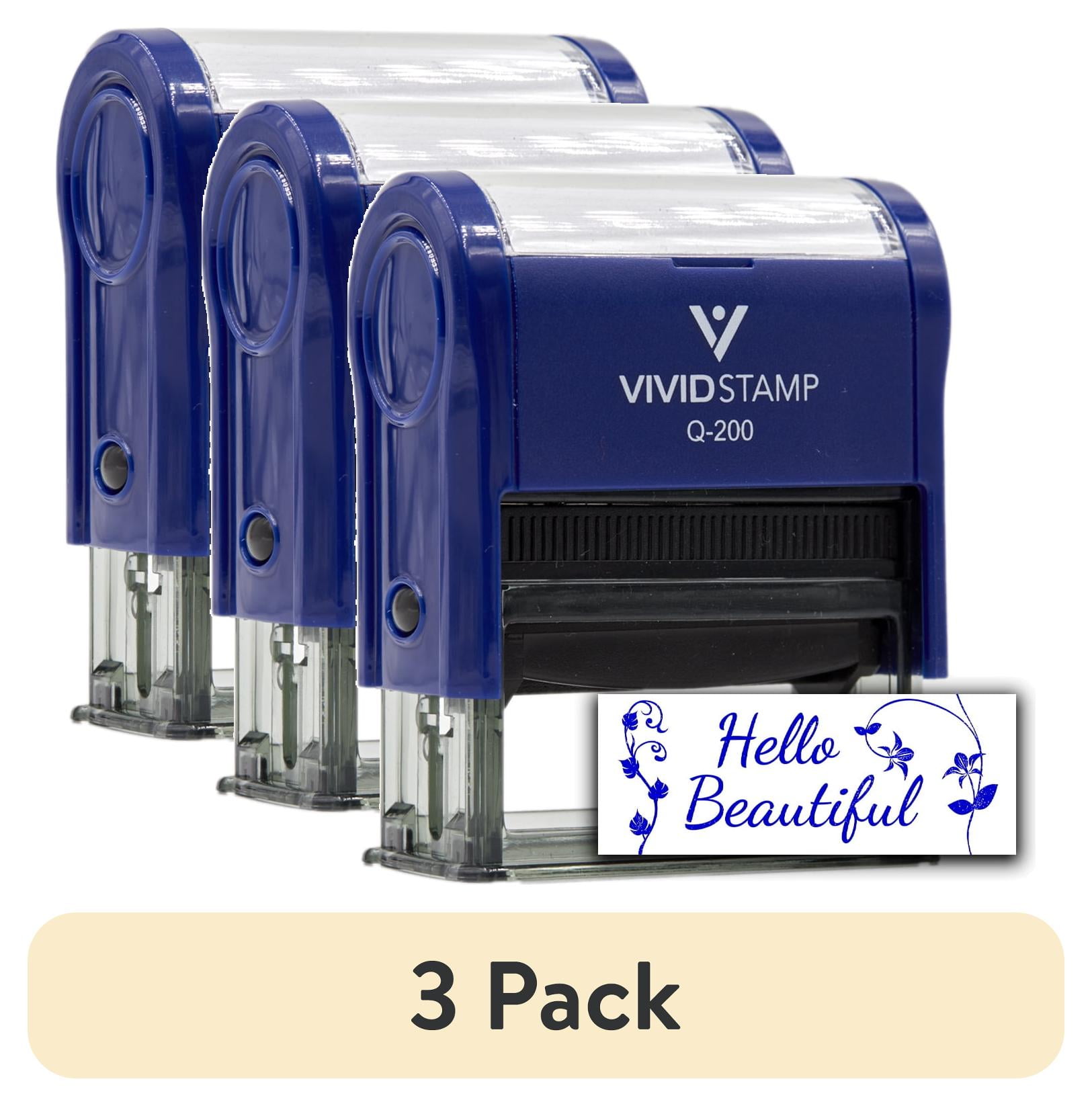 (3 pack) All Quality Hello Beautiful Self-Inking Rubber Stamp | Family & Friends | Novelty Homely Stamps (Blue Ink) - Q-200