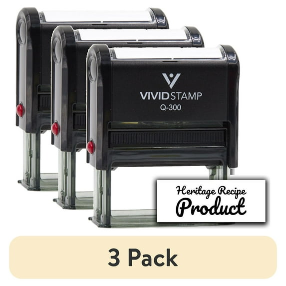 (3 pack) All Quality Heritage Recipe Product Self-Inking Rubber Stamp | Handcrafted Products (Black Ink) - Q-300