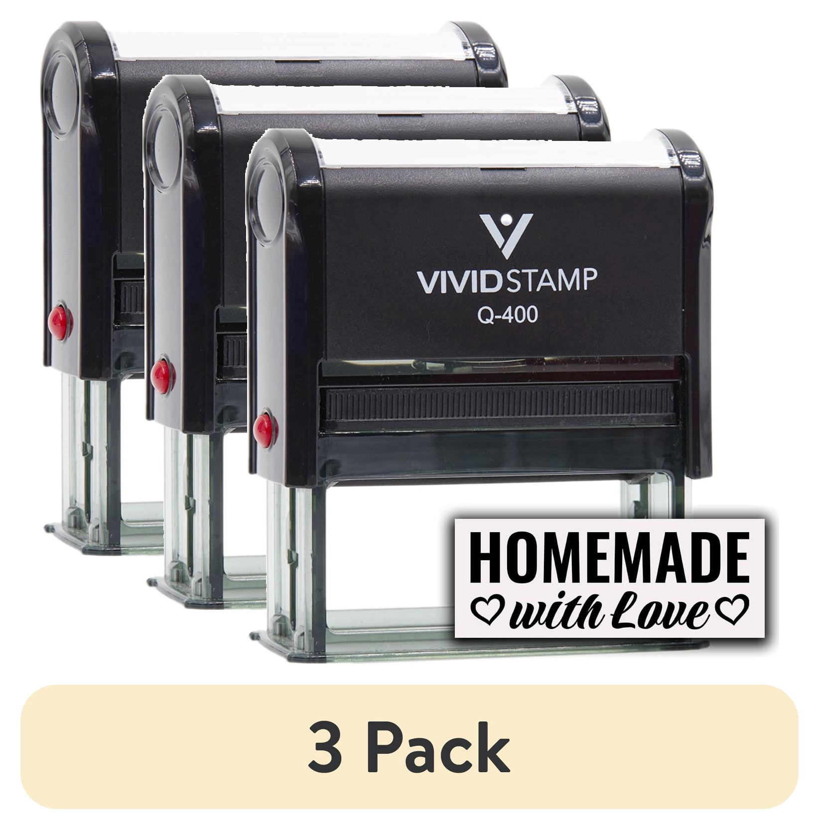 (3 pack) All Quality Homemade with Love Self-Inking Rubber Stamp | Handcrafted Products (Black Ink) - Q-400