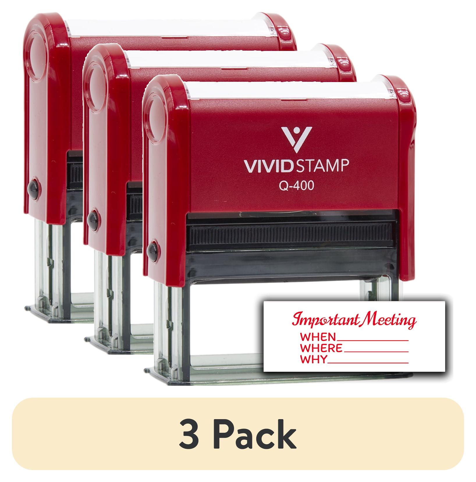 (3 pack) All Quality Important Meeting When Where Why Self-Inking Rubber Stamp | Agenda Planning Stamps (Red Ink) - Q-400