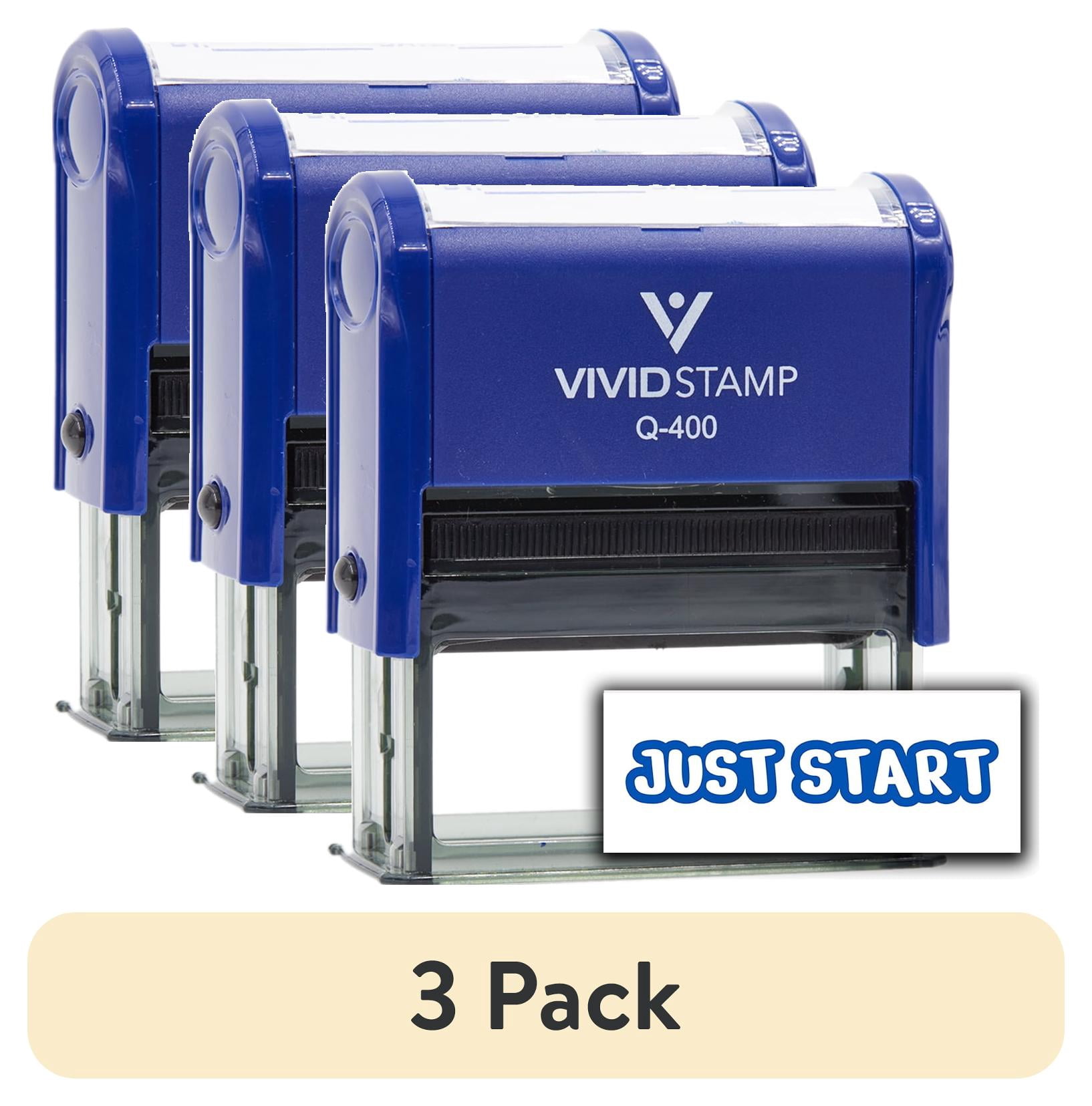 (3 pack) All Quality Just Start Self-Inking Rubber Stamp | Agenda Planning Stamps (Blue Ink) - Q-400