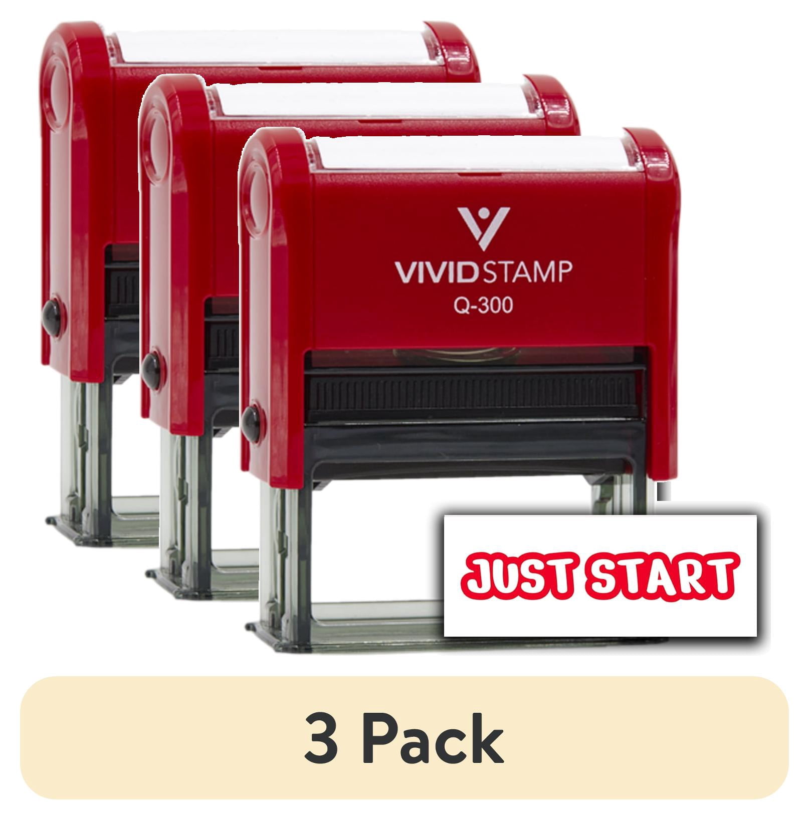 (3 pack) All Quality Just Start Self-Inking Rubber Stamp | Agenda Planning Stamps (Red Ink) - Q-300