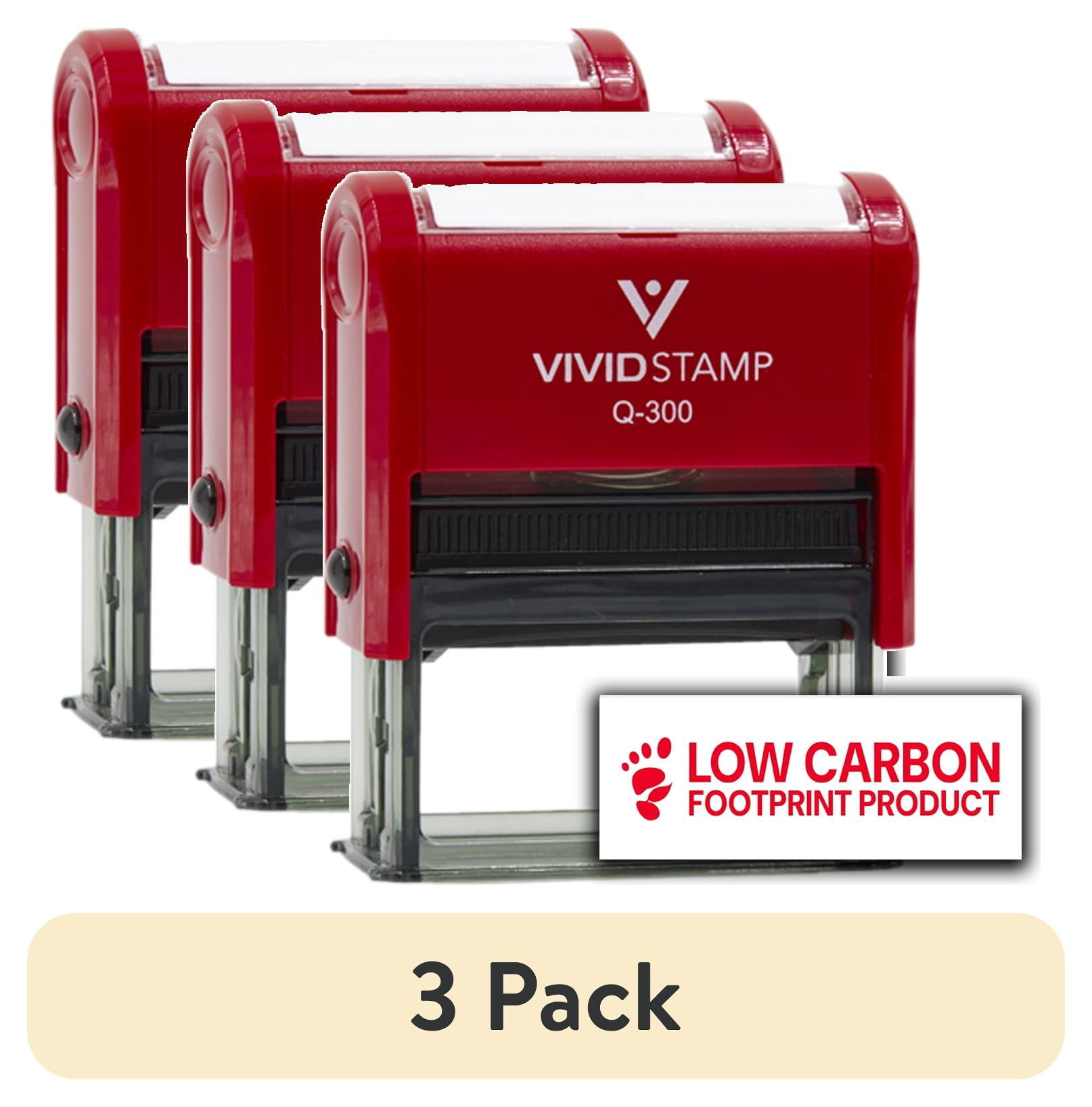 (3 pack) All Quality Low Carbon Footprint Product Self-Inking Rubber Stamp (Red Ink) - Q-300