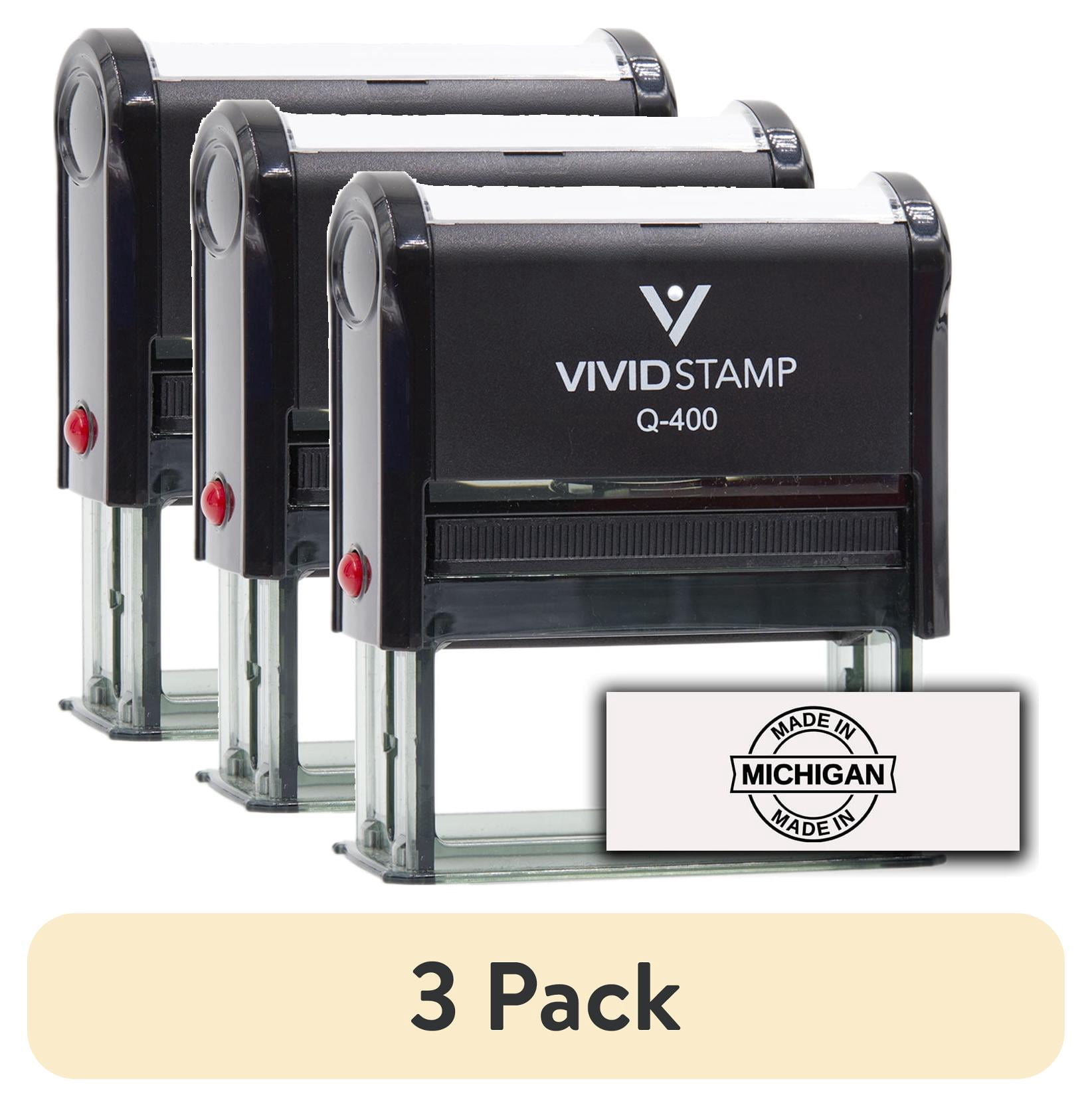 (3 pack) All Quality Made In Michigan Self-Inking Rubber Stamp (Black Ink) - Q-400