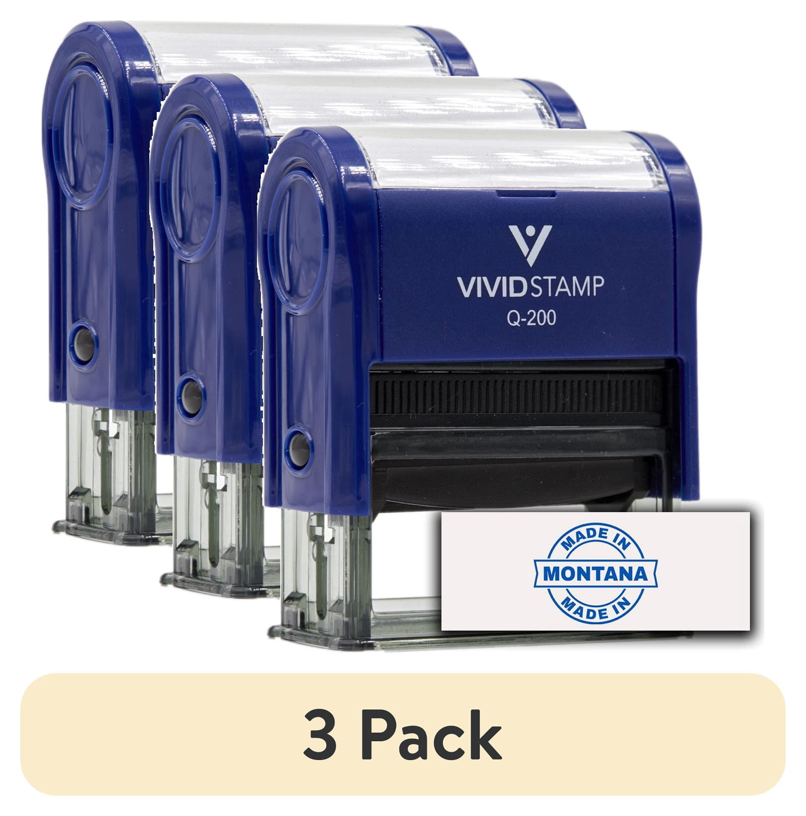 (3 pack) All Quality Made In Montana Self-Inking Rubber Stamp (Blue Ink) - Q-200