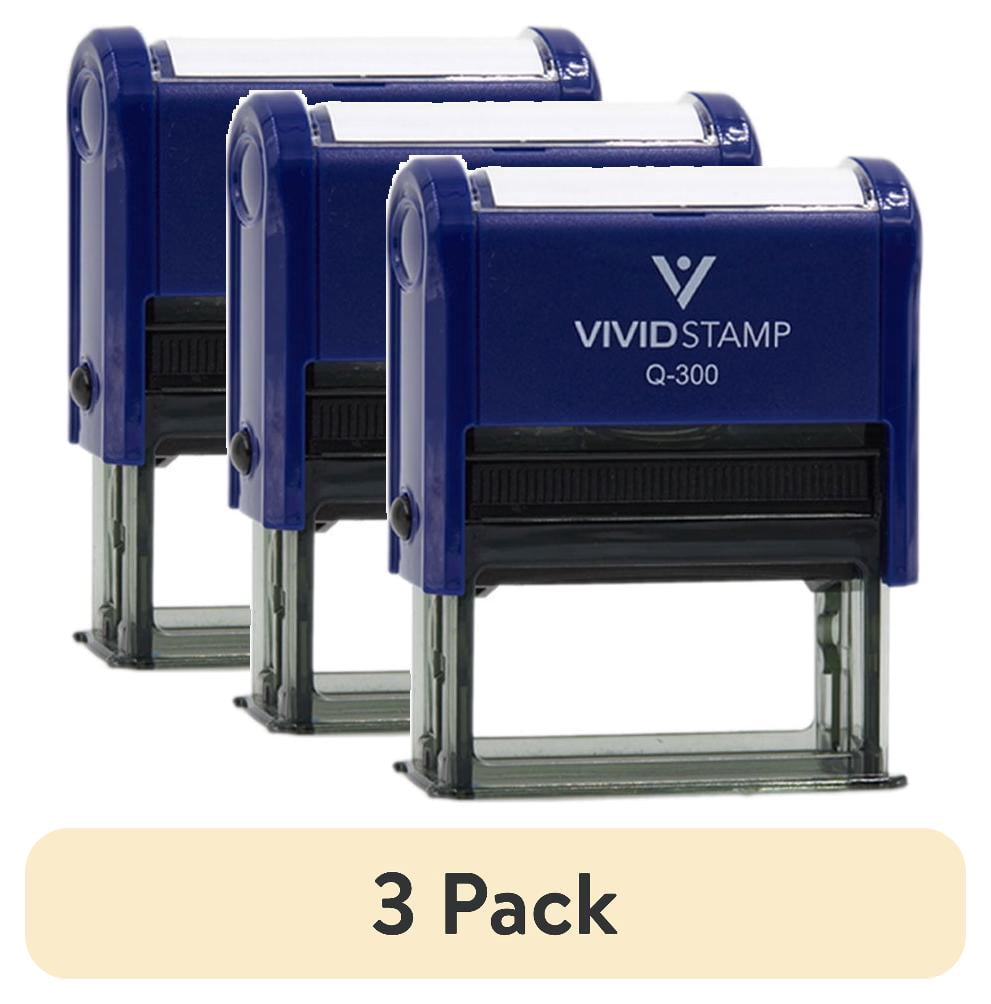 (3 pack) All Quality Made In USA A Trusted Brand Self-Inking Rubber Stamp | Professional Business Branding (Blue Ink) - Q-300
