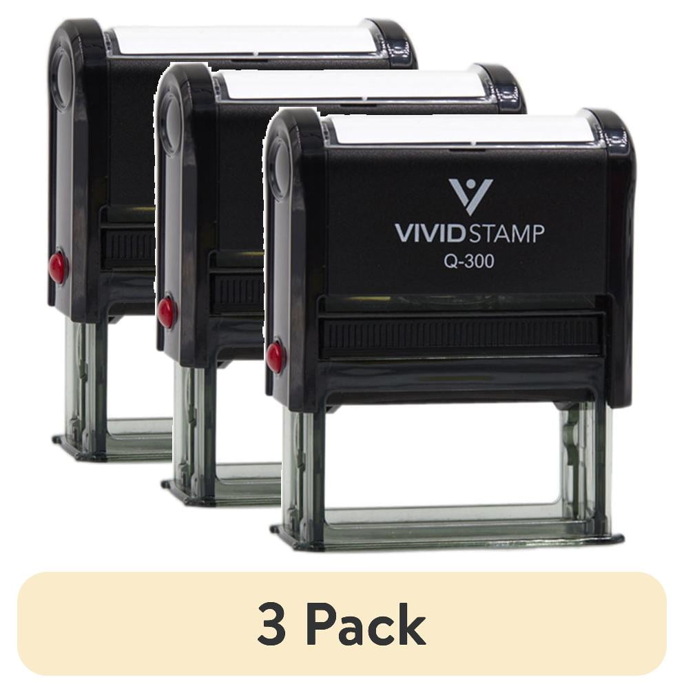 (3 pack) All Quality Made With 100% Recycled Materials Self-Inking Rubber Stamp | Professional Business Branding (Black Ink) - Q-200