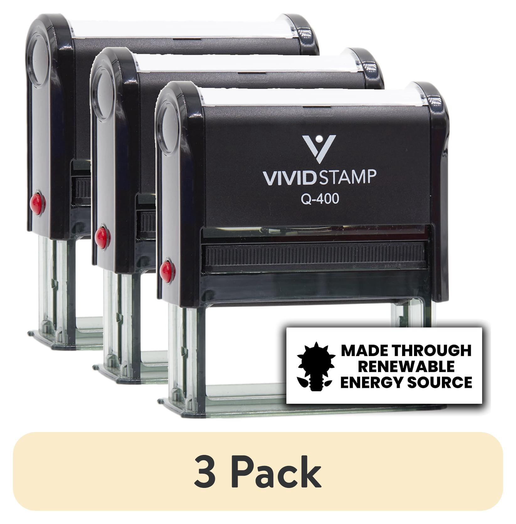 (3 pack) All Quality Made through Renewable Energy Source Self-Inking Rubber Stamp (Black Ink) - Q-400