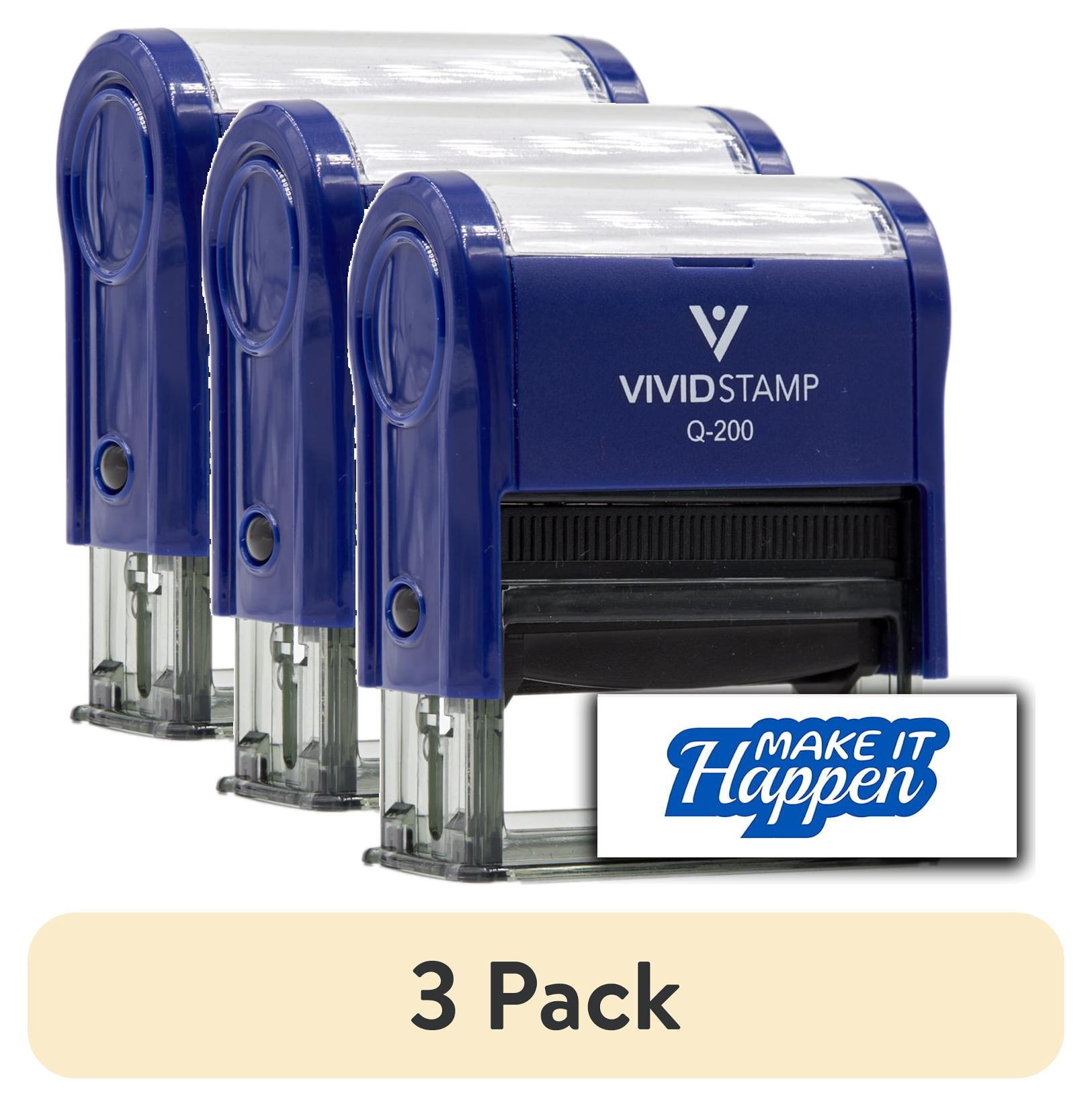 (3 pack) All Quality Make it Happen Self-Inking Rubber Stamp | Agenda Planning Stamps (Blue Ink) - Q-200