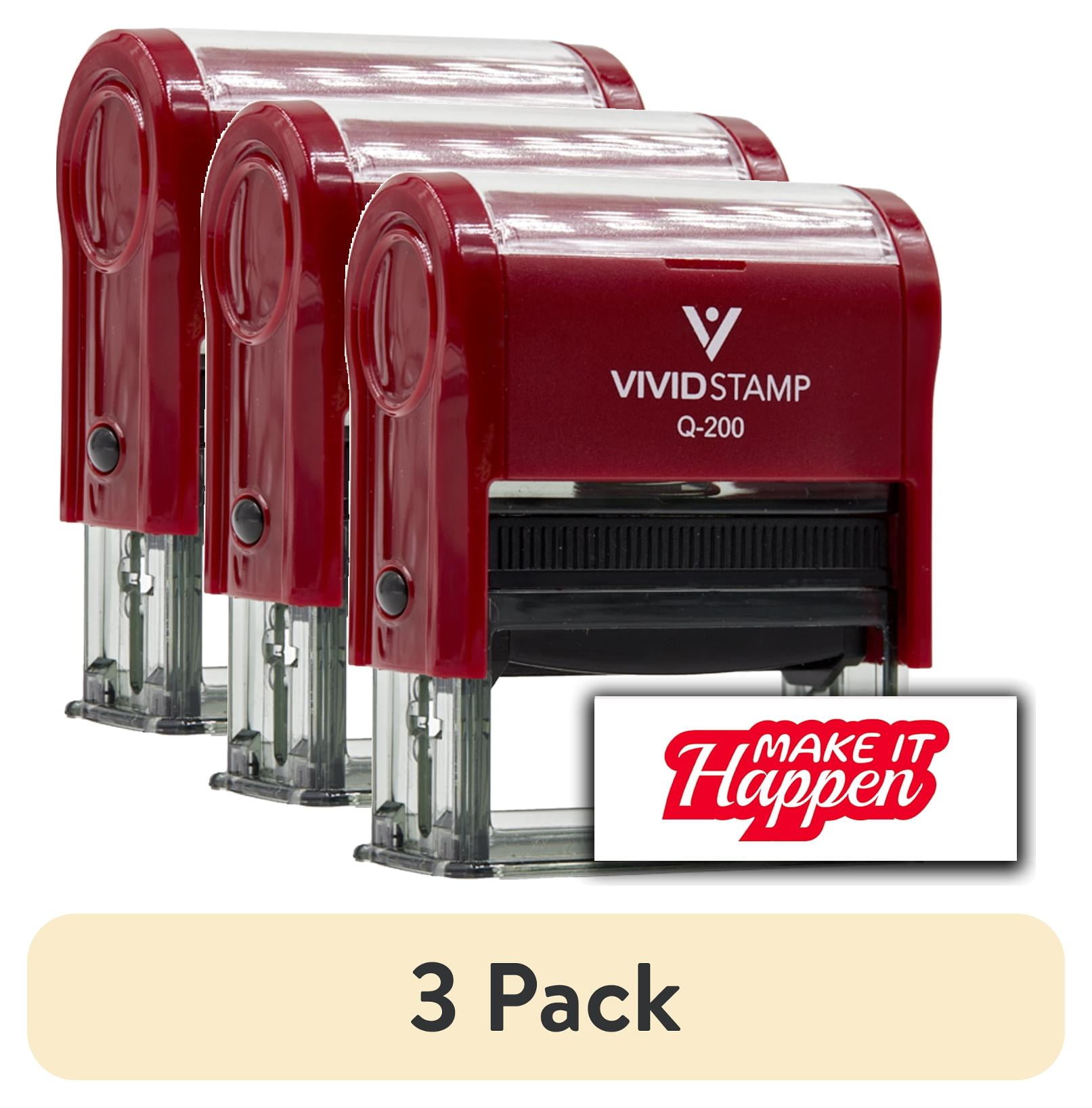 (3 pack) All Quality Make it Happen Self-Inking Rubber Stamp | Agenda Planning Stamps (Red Ink) - Q-200