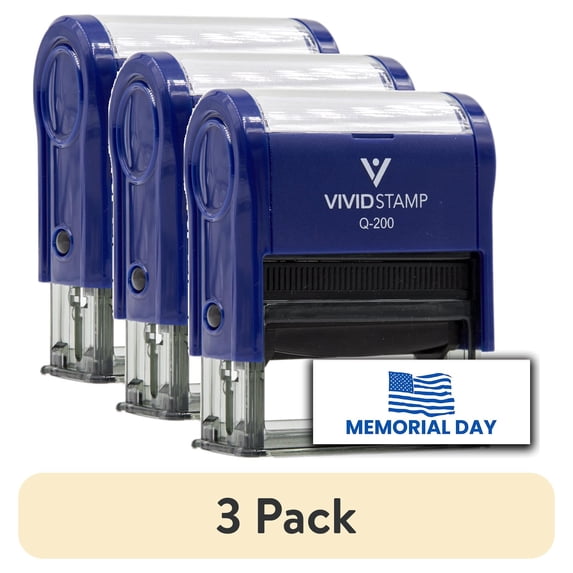 (3 pack) All Quality Memorial Day Self-Inking Rubber Stamp | Agenda Planning Stamps (Blue Ink) - Q-200