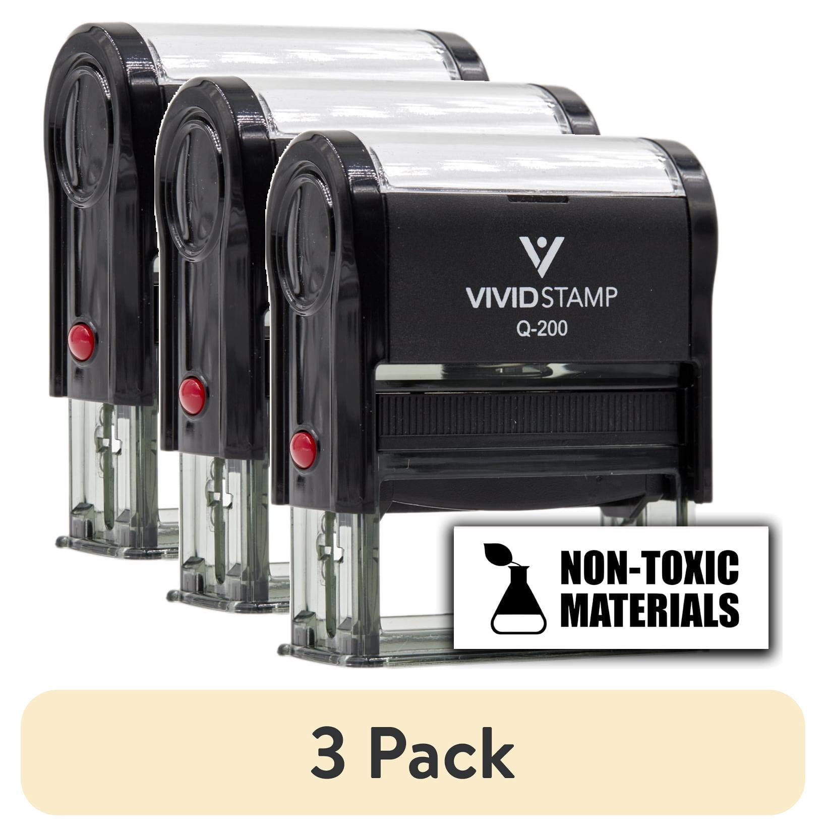 (3 pack) All Quality Non-Toxic Materials Self-Inking Rubber Stamp (Black Ink) - Q-200