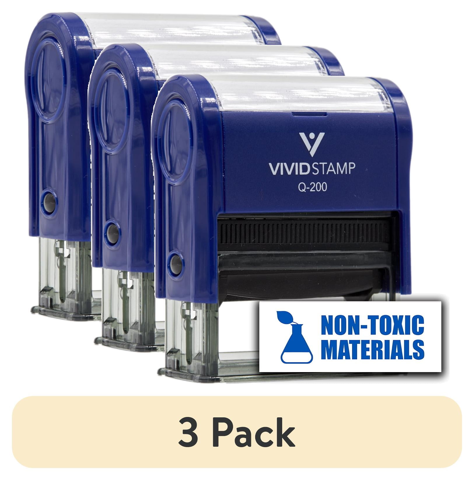 (3 pack) All Quality Non-Toxic Materials Self-Inking Rubber Stamp (Blue Ink) - Q-200