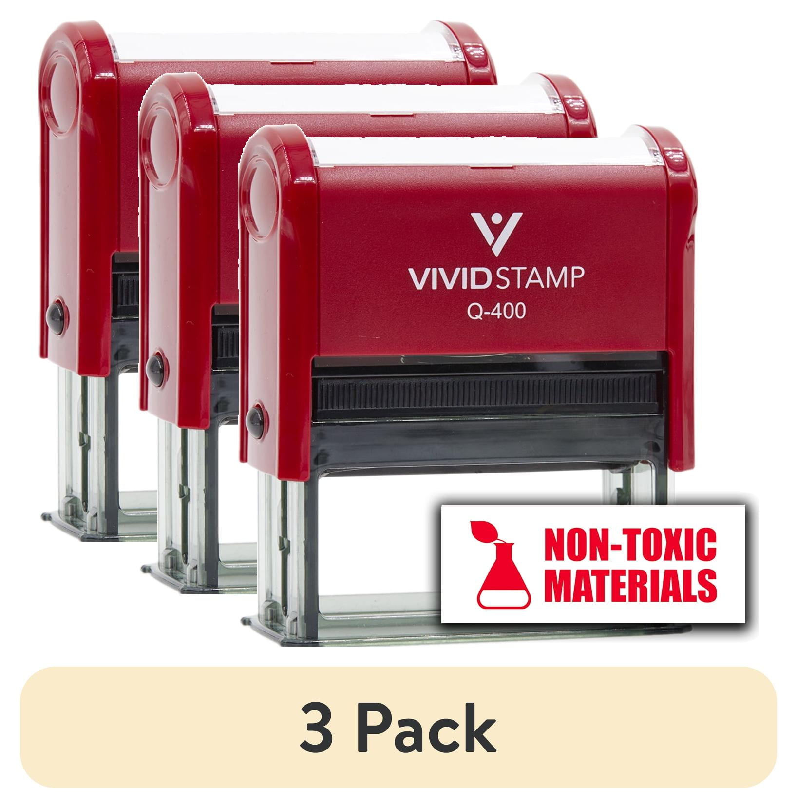 (3 pack) All Quality Non-Toxic Materials Self-Inking Rubber Stamp (Red Ink) - Q-400