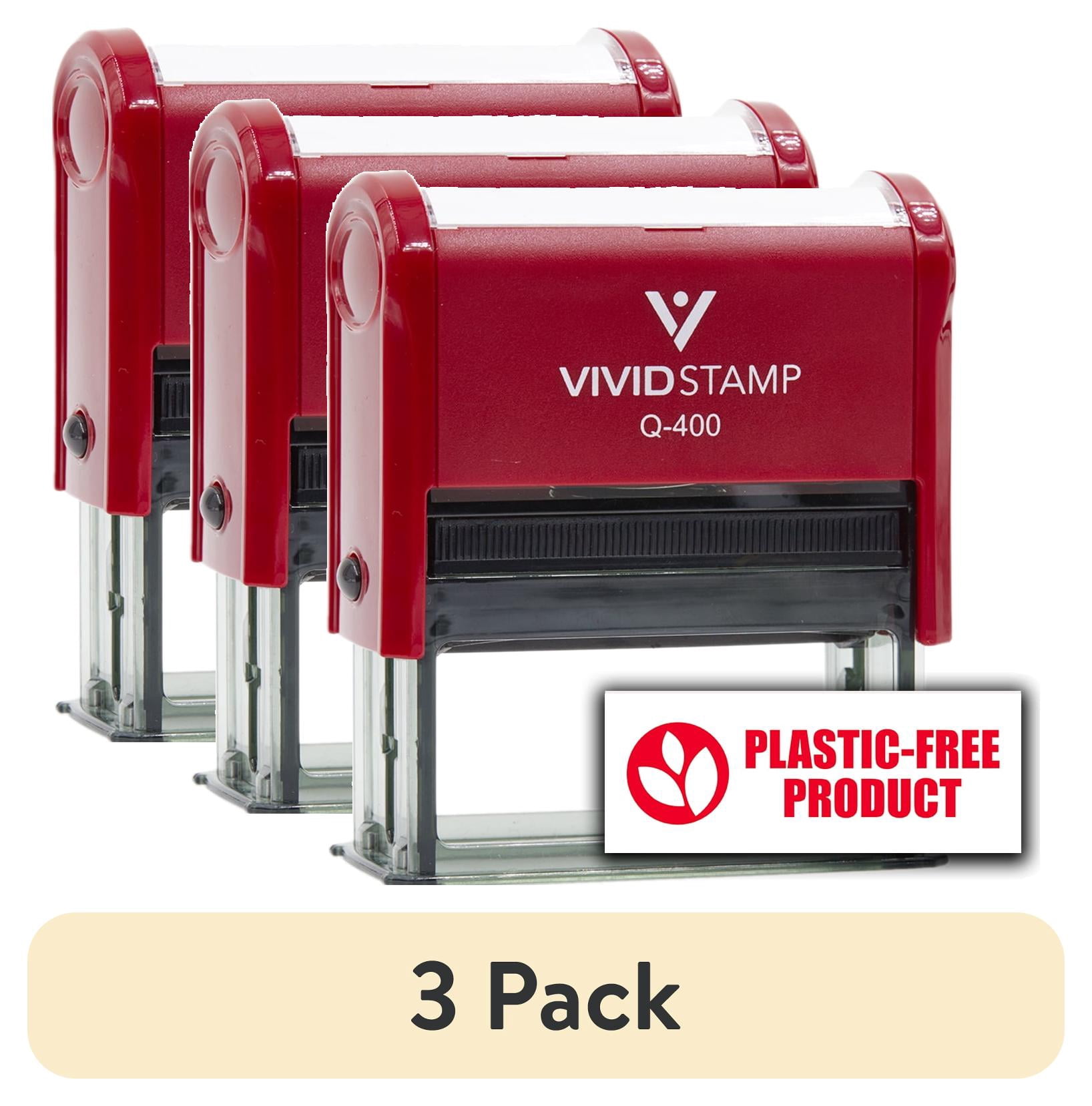 (3 pack) All Quality Plastic-Free Product Self-Inking Rubber Stamp (Red Ink) - Q-400