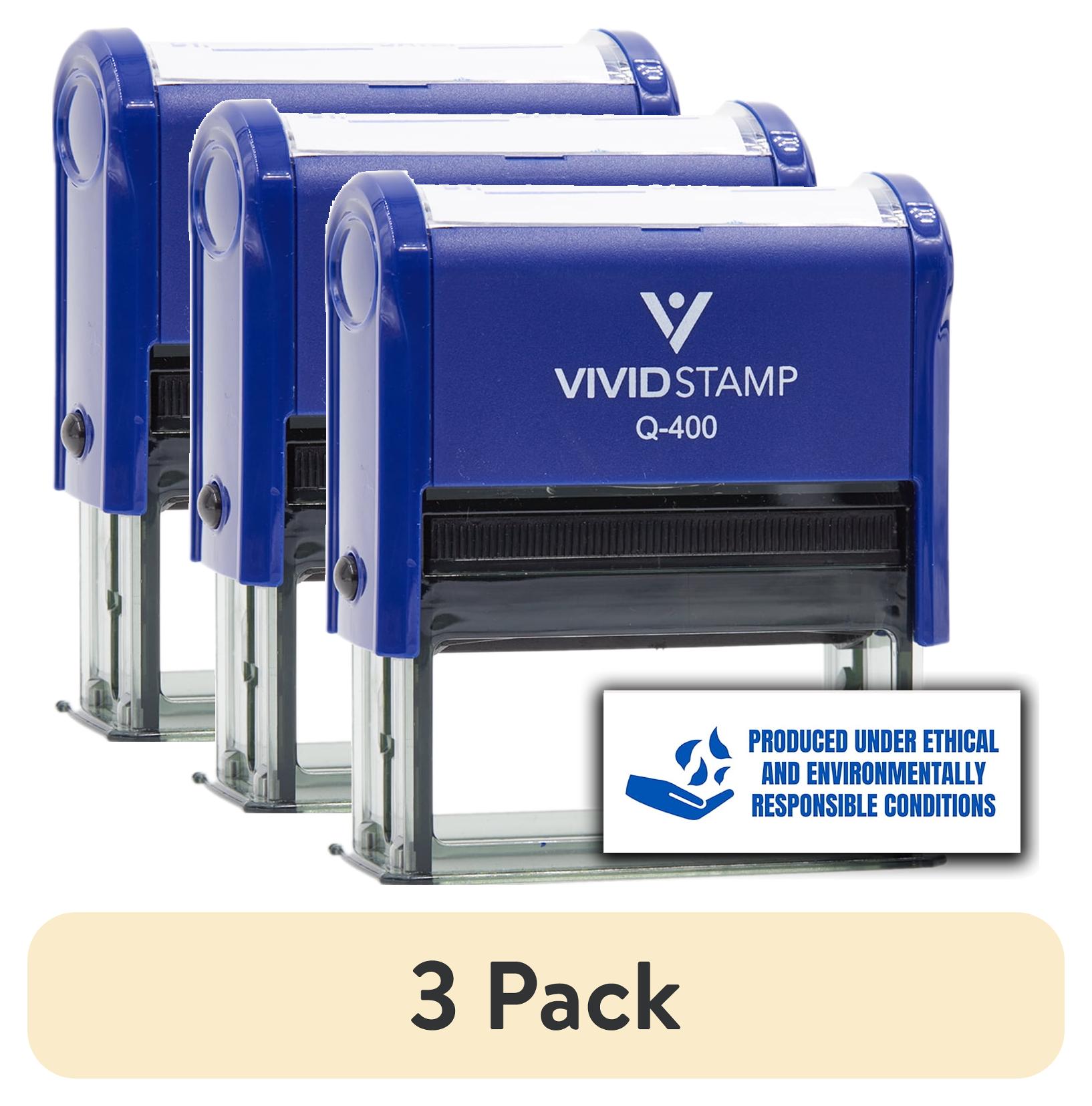 (3 pack) All Quality Produced under ethical and environmentally responsible conditions Self-Inking Rubber Stamp (Blue Ink) - Q-400