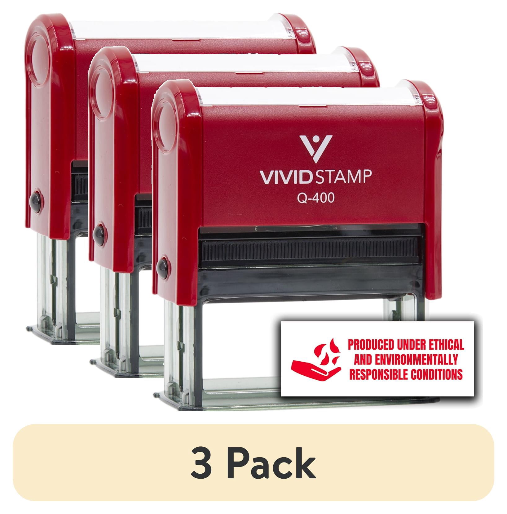 (3 pack) All Quality Produced under ethical and environmentally responsible conditions Self-Inking Rubber Stamp (Red Ink) - Q-400