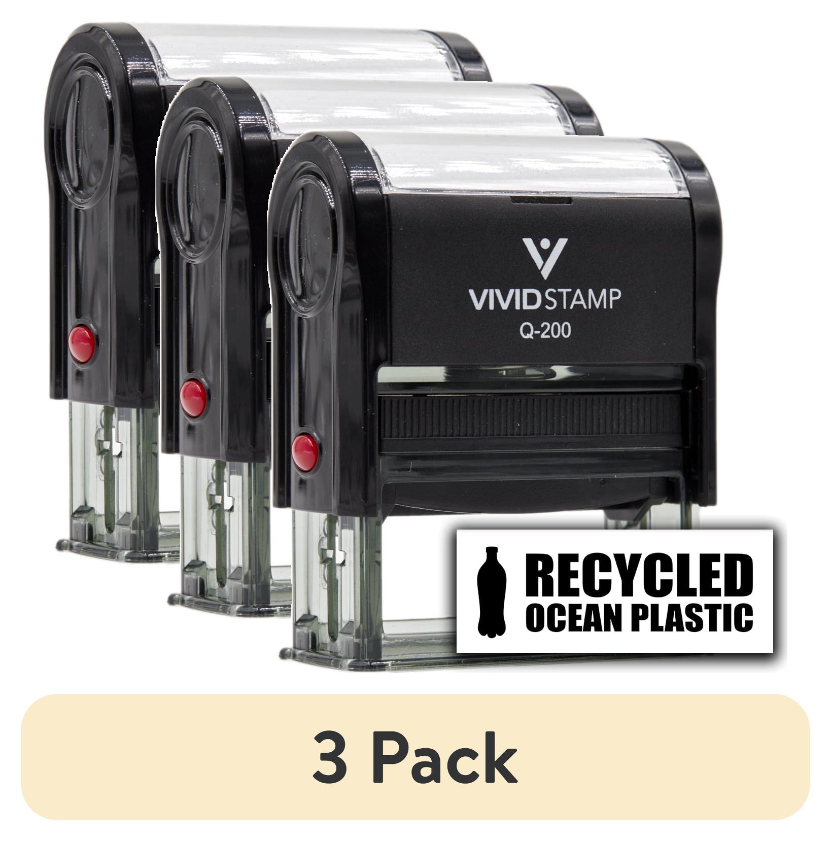 (3 pack) All Quality Recycled Ocean Plastic Self-Inking Rubber Stamp (Black Ink) - Q-200