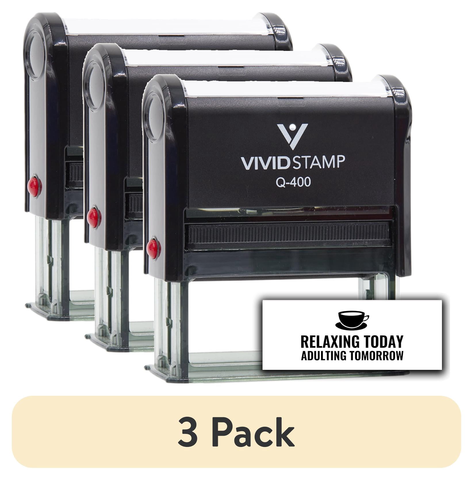 (3 pack) All Quality Relaxing Today Adulting Tomorrow Self-Inking Rubber Stamp | Agenda Planning Stamps (Black Ink) - Q-400