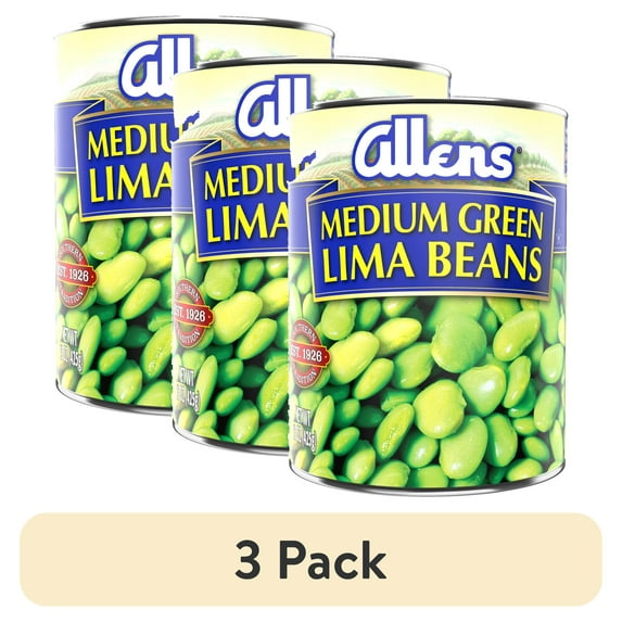(3 pack) Allen's Lima Beans, Canned Vegetables, 15 oz Can