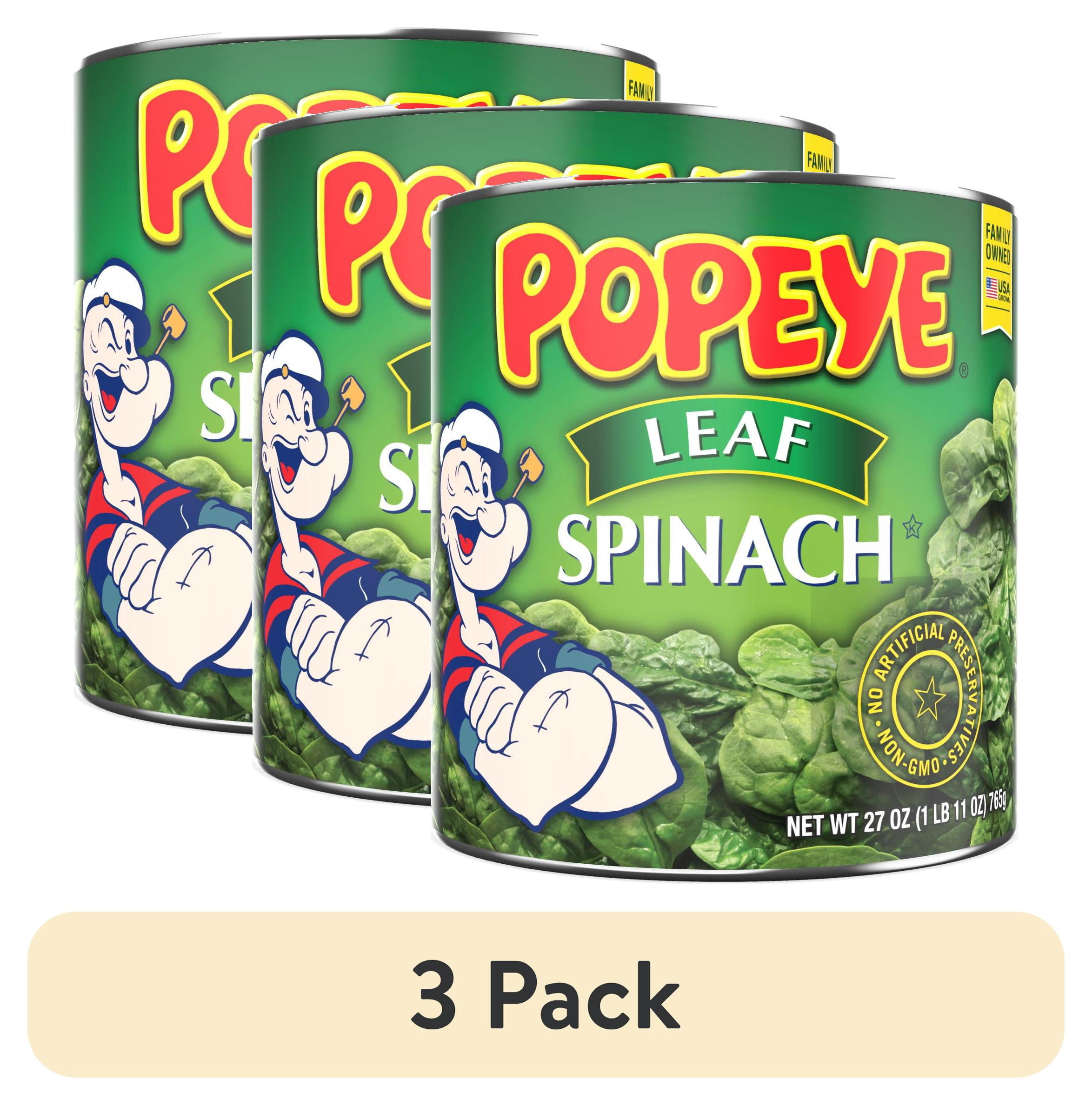 (3 pack) Allens Popeye Spinach, Canned Vegetables, 27 oz
