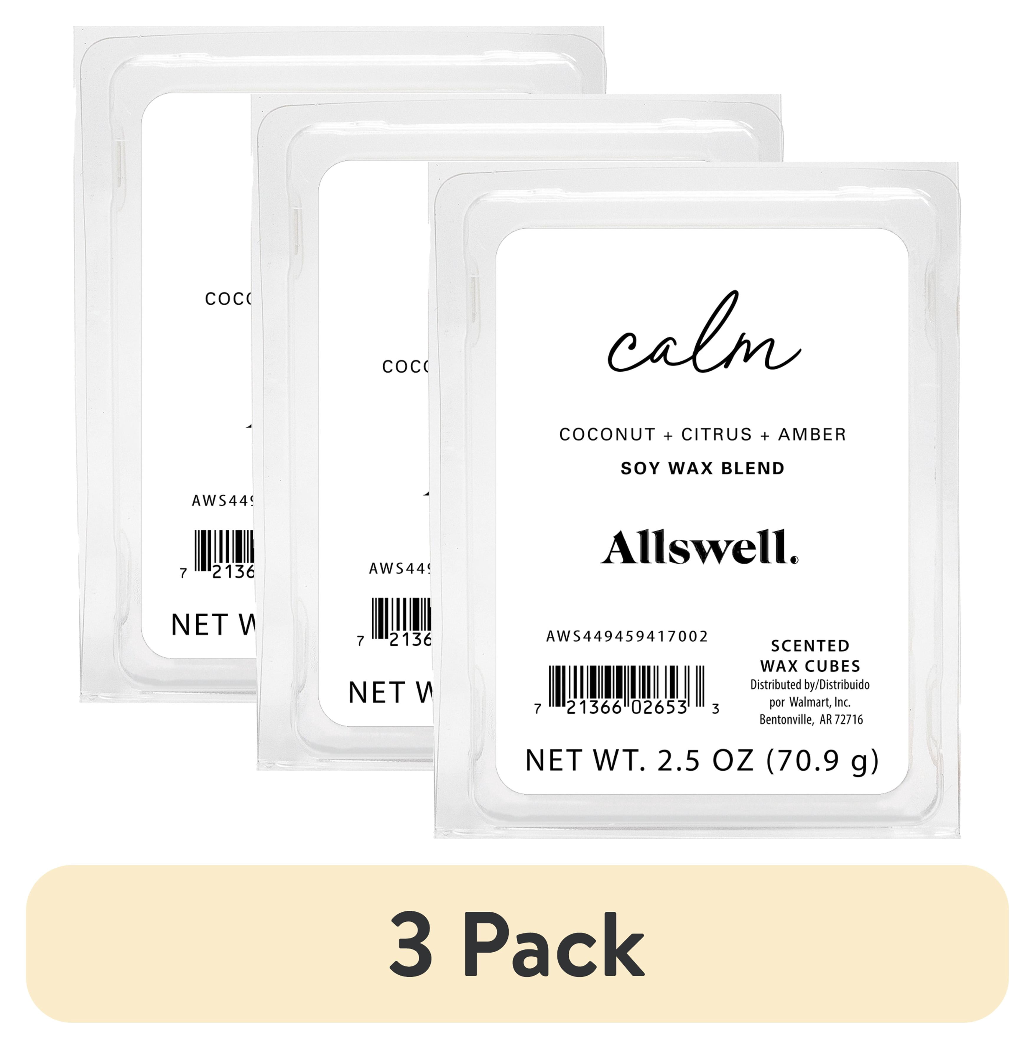 3 pack) Allswell 6 Cube Wax Melts, Calm (Coconut + Citrus + Amber