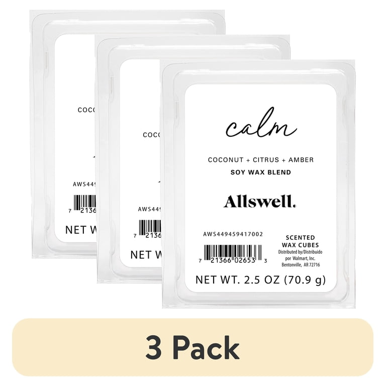 3 pack) Allswell 6 Cube Wax Melts, Calm (Coconut + Citrus + Amber