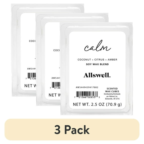 (3 pack) Allswell 6 Cube Wax Melts, Calm (Coconut + Citrus + Amber), 2.5 oz