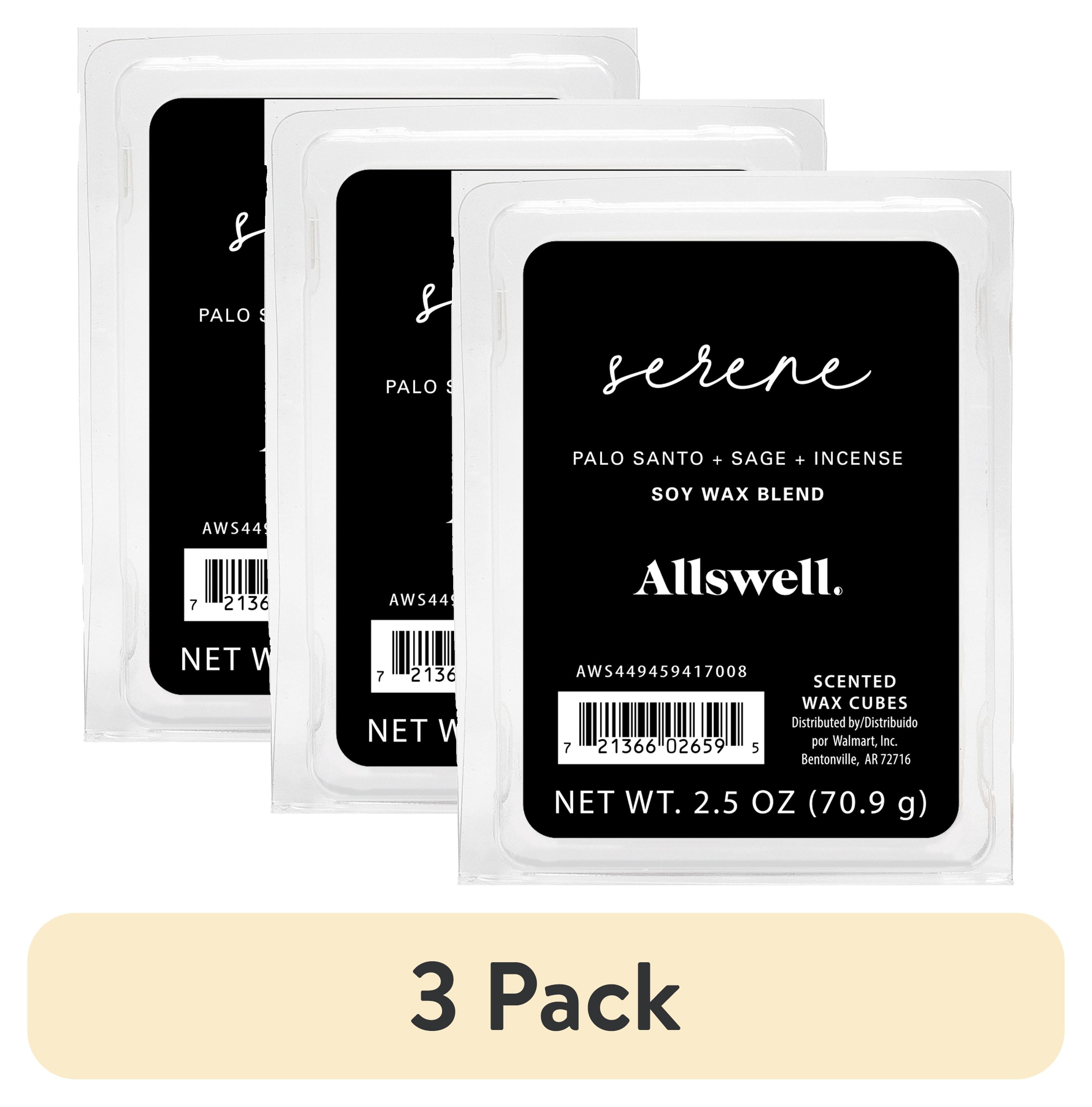 (3 pack) Allswell 6 Cube Wax Melts, Serene (Palo Santo + Sage + Incense), 2.5 oz