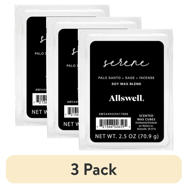 3 pack) Allswell 6 Cube Wax Melts, Serene (Palo Santo + Sage +