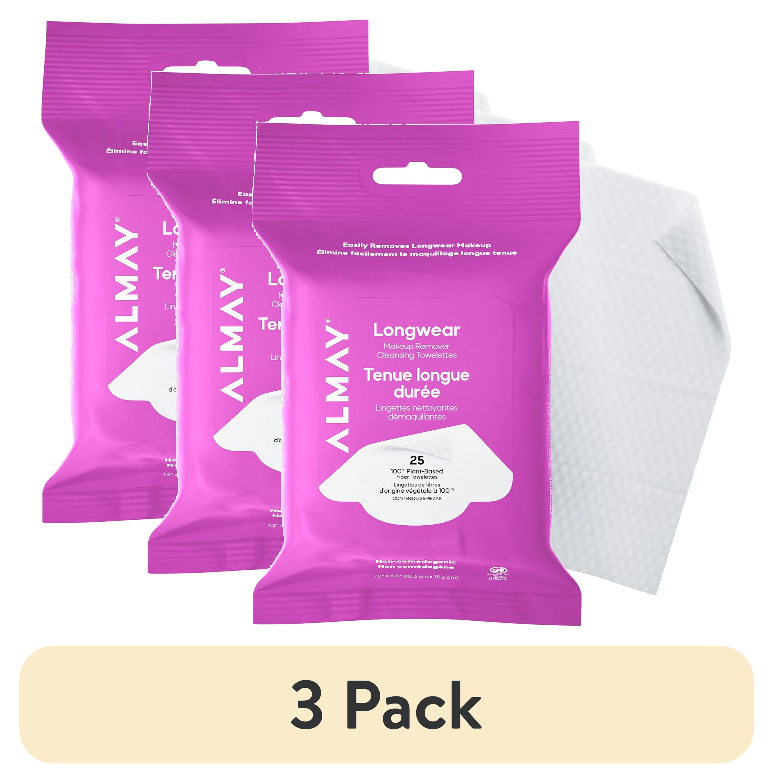 (3 pack) Almay Longwear Makeup Remover Cleansing Towelettes, 25 count